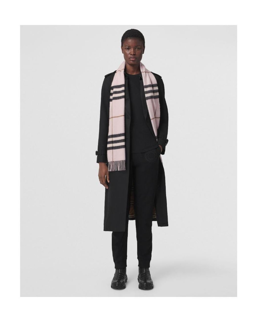Burberry White The Classic Checked Fringed Scarf