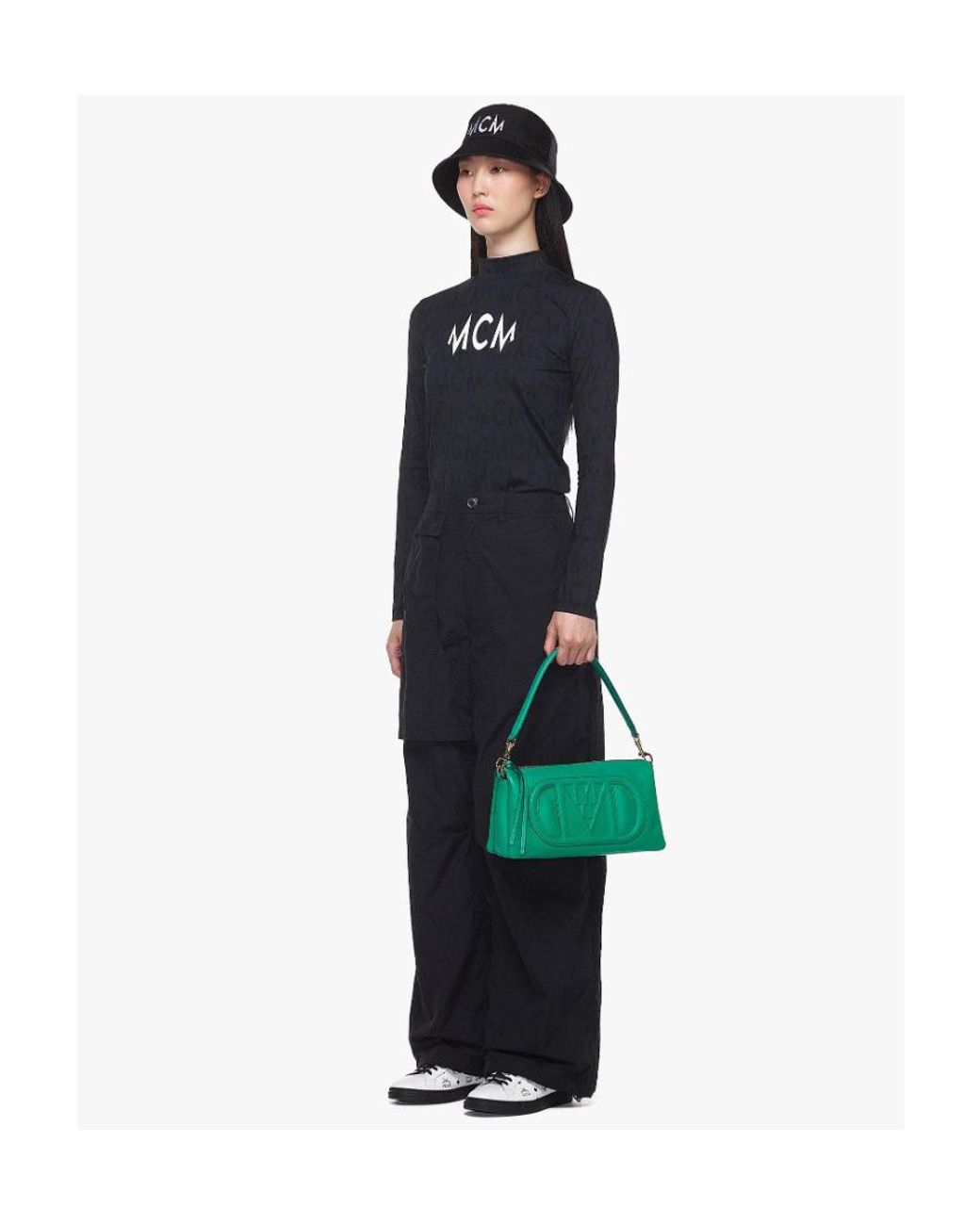 MCM Green Logo Shoulder Bag