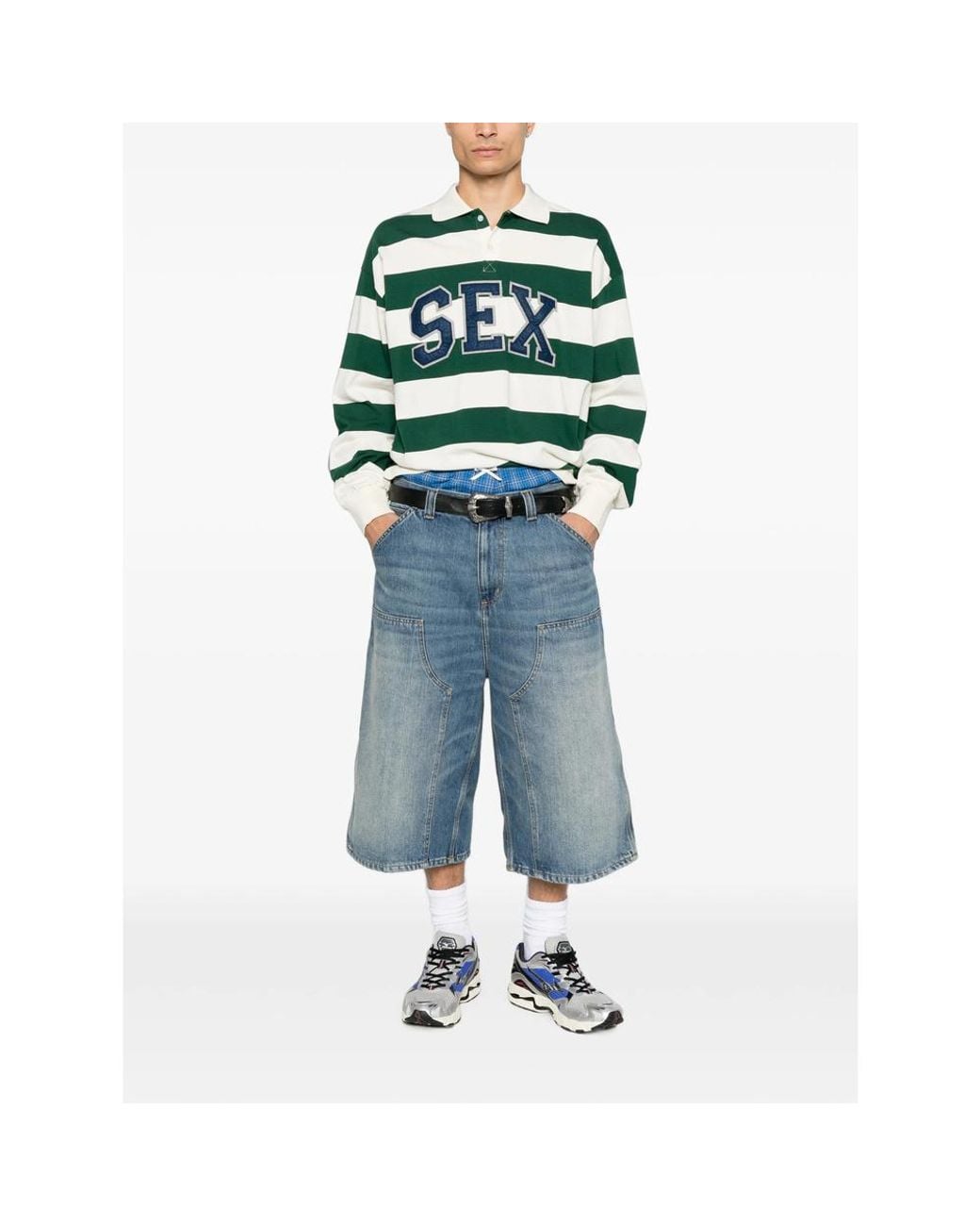 Carne Bollente Green Striped Polo Shirt for men
