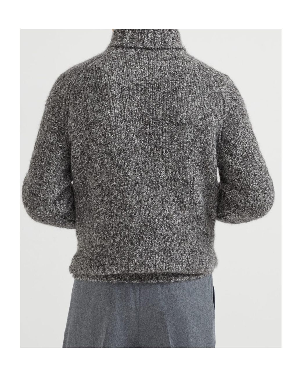 Brunello Cucinelli Gray Roll Neck Long-Sleeved Jumper for men