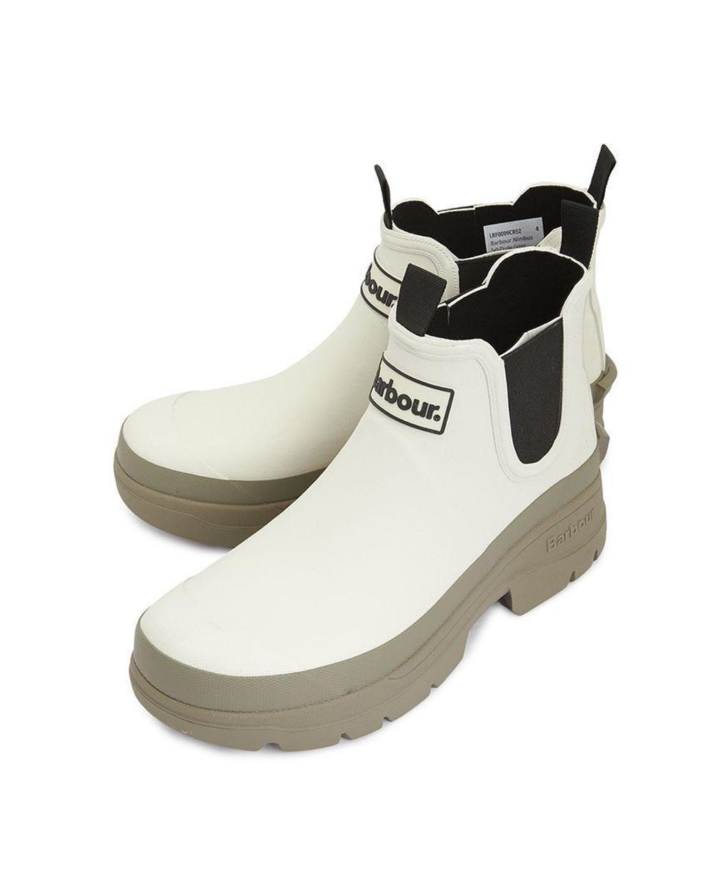 Barbour White Round-Toe Rain Boots