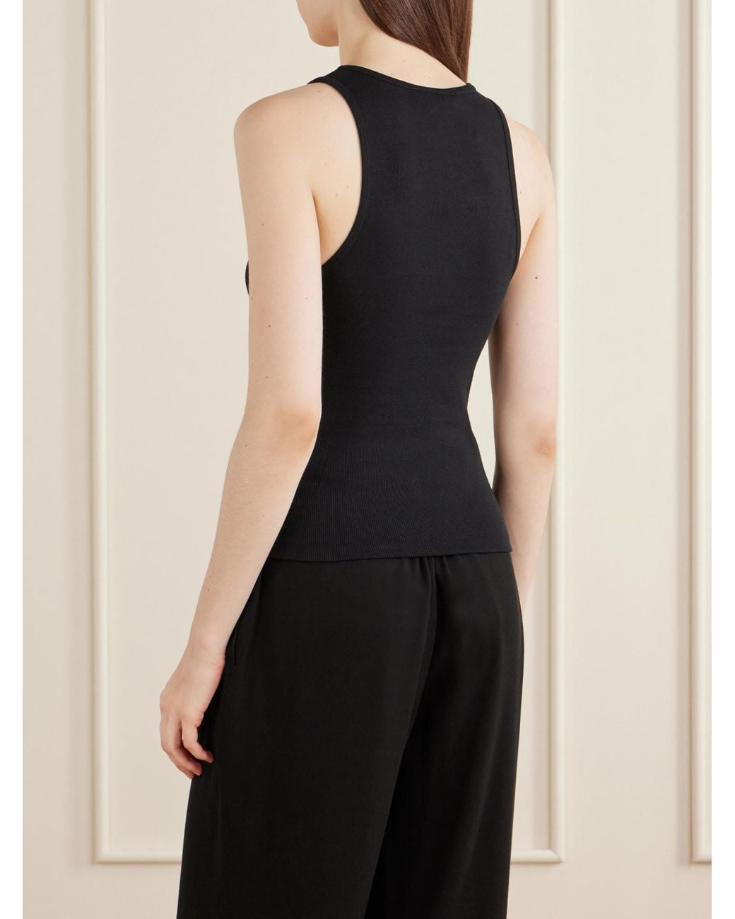 Matteau Black Organic Cotton-Jersey Tank
