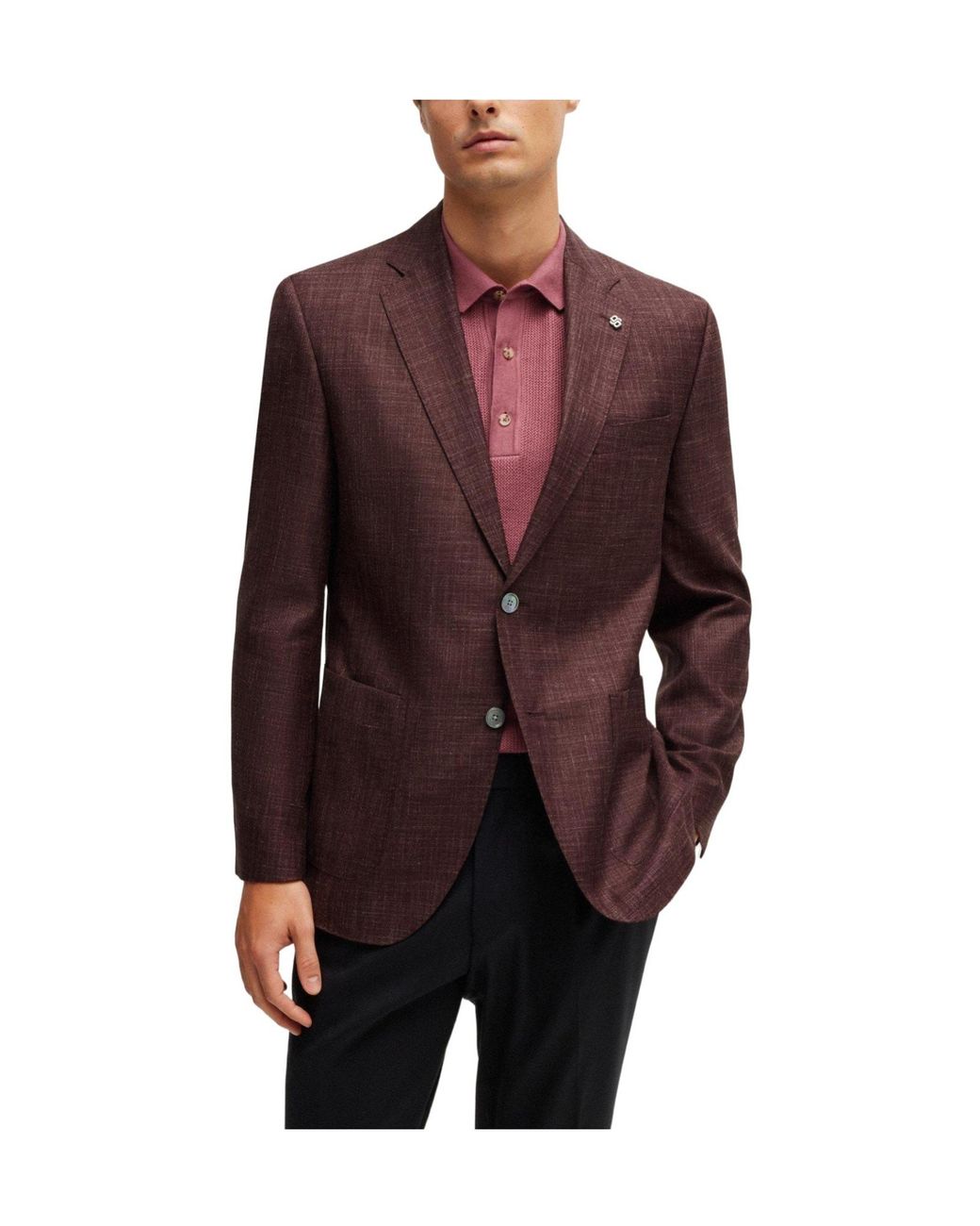 Boss Brown Single-Breasted Blazer for men