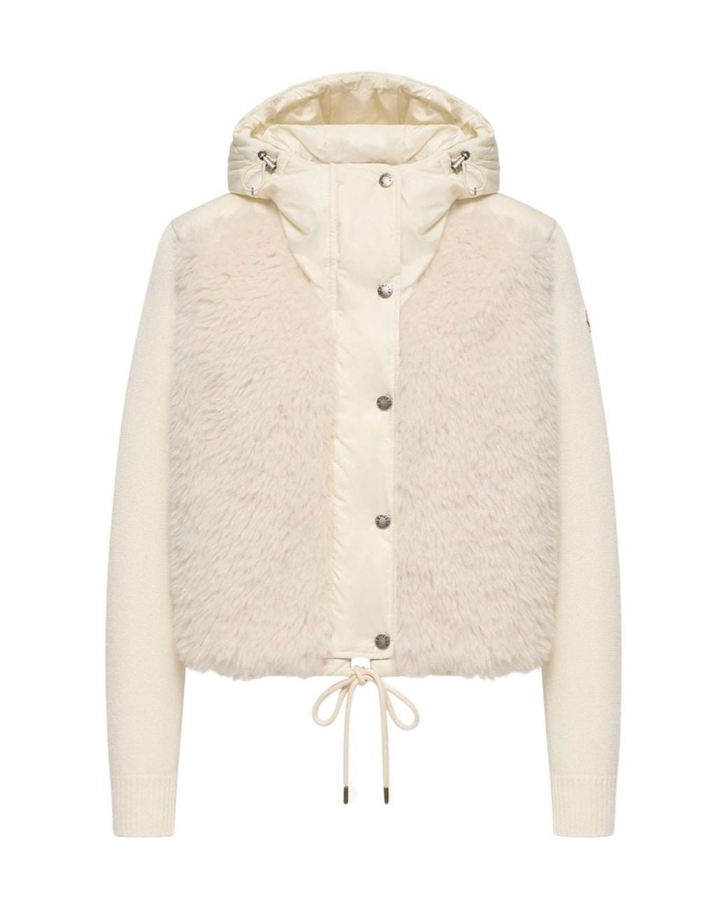 Moncler Natural Wool Cashmere Blend Padded Zip-Up Cardigan
