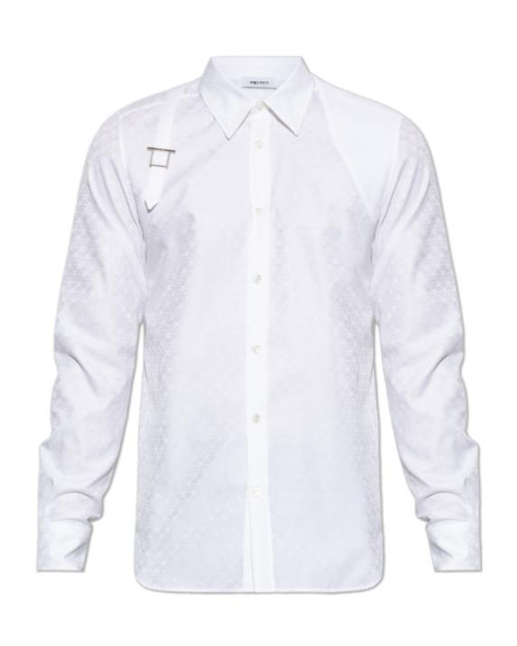 McQueen White Monogram Harness Detail Shirt for men