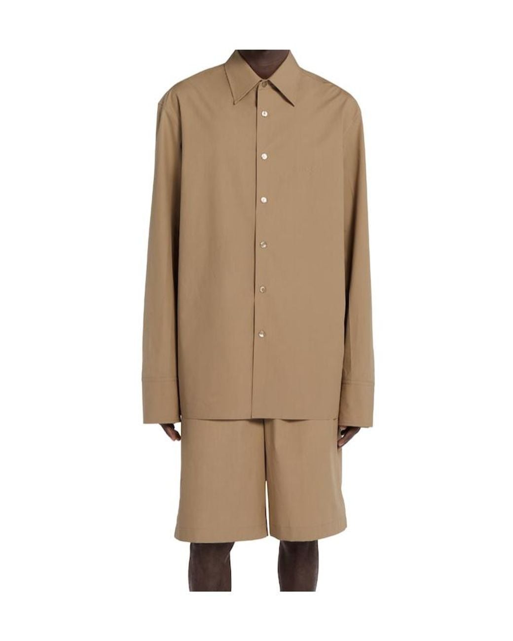 Gucci Natural Embossed Long-Sleeve Poplin Shirt for men