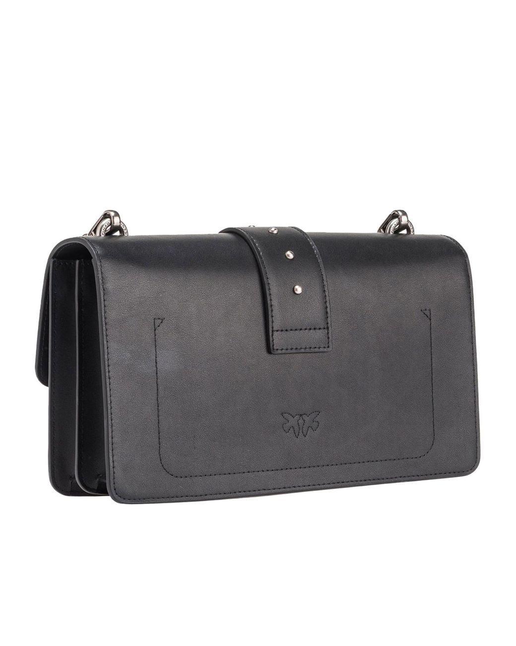 Pinko Black Logo Plaque Chain Linked Crossbody Bag