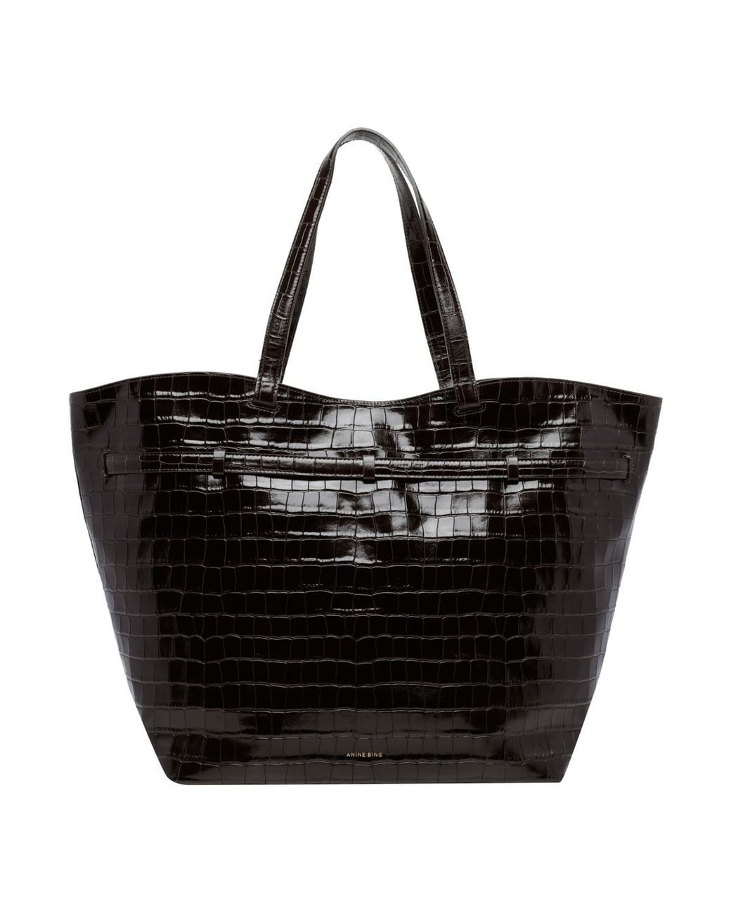 Anine Bing Black Elly Embossed Tote Bag