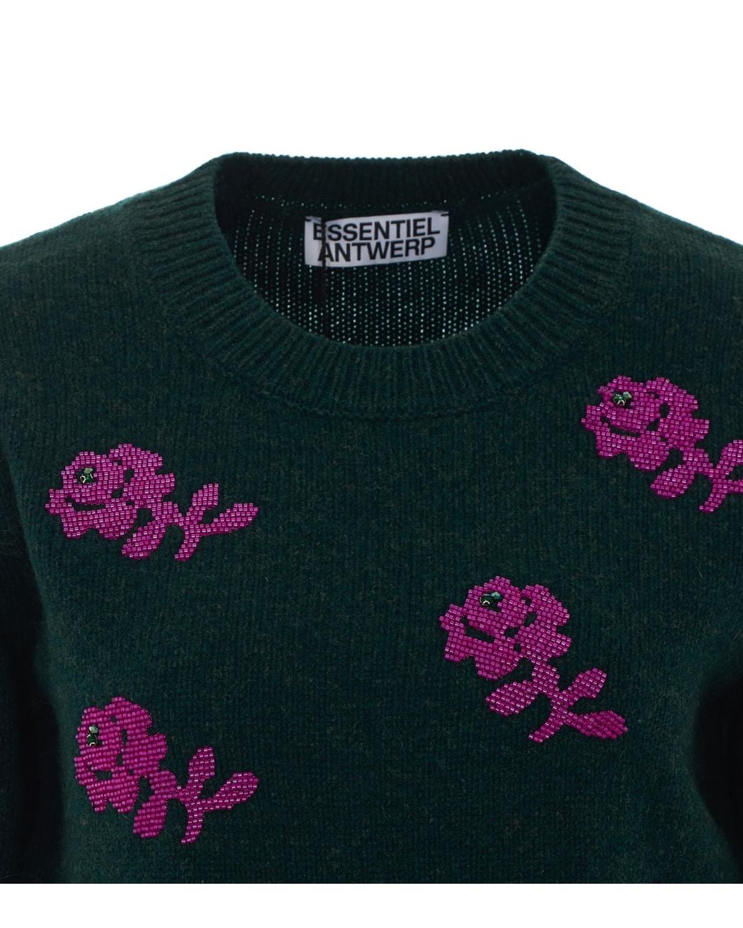 Essentiel Antwerp Green Korine Embellished Knitted Sweater