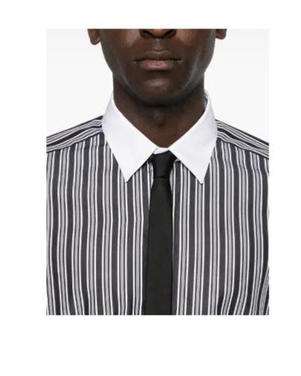 Tom Ford Blue Contrast Collar Striped Shirt for men