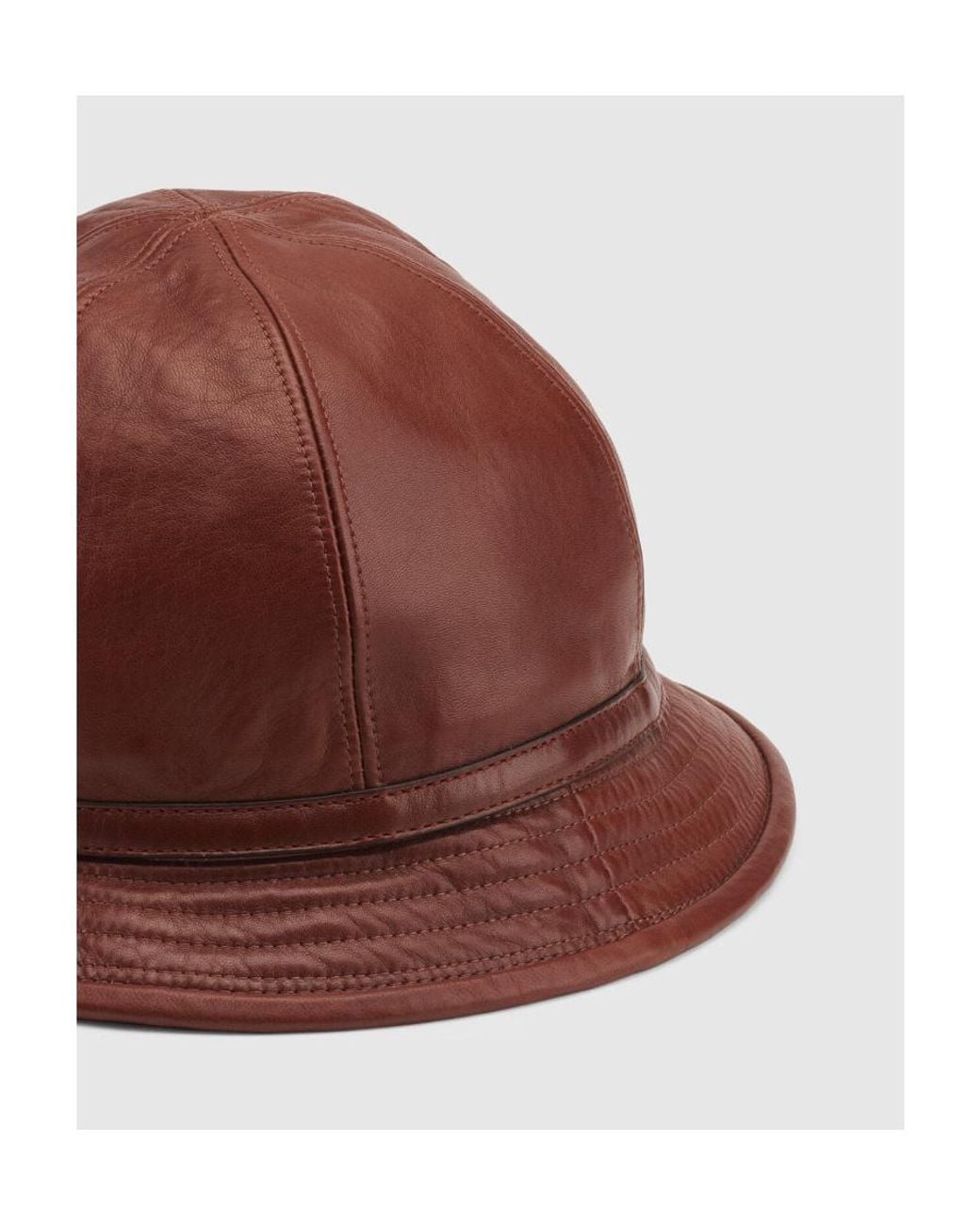 Gucci Brown Horsebit-Detail Leather Bucket Hat for men