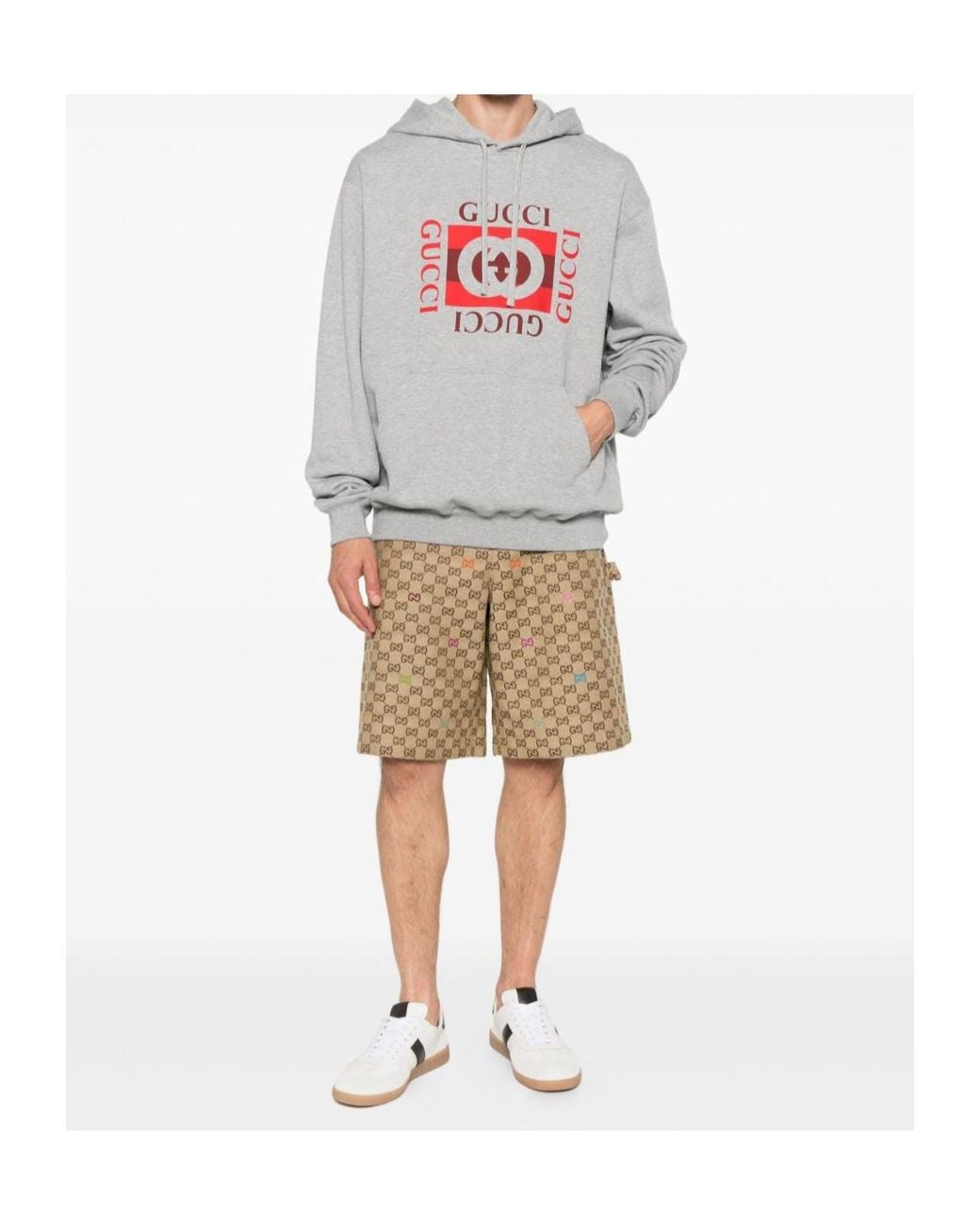 Gucci Gray Printed Cotton Jersey Sweatshirt for men