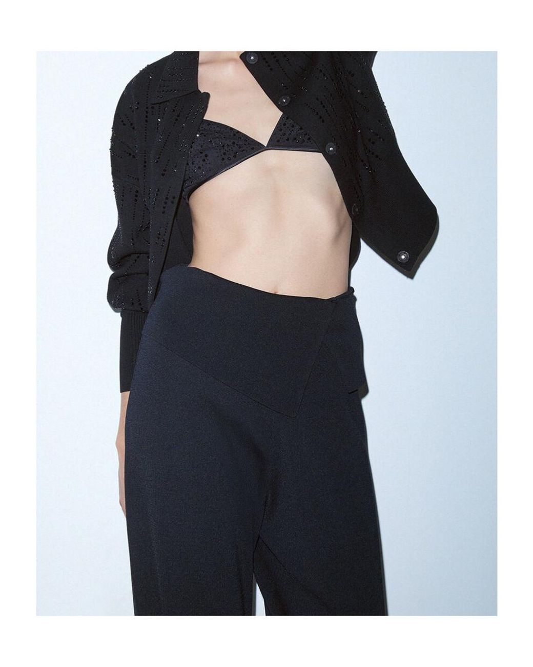 Liu Jo Black Fold-Over Waist Knit Trousers