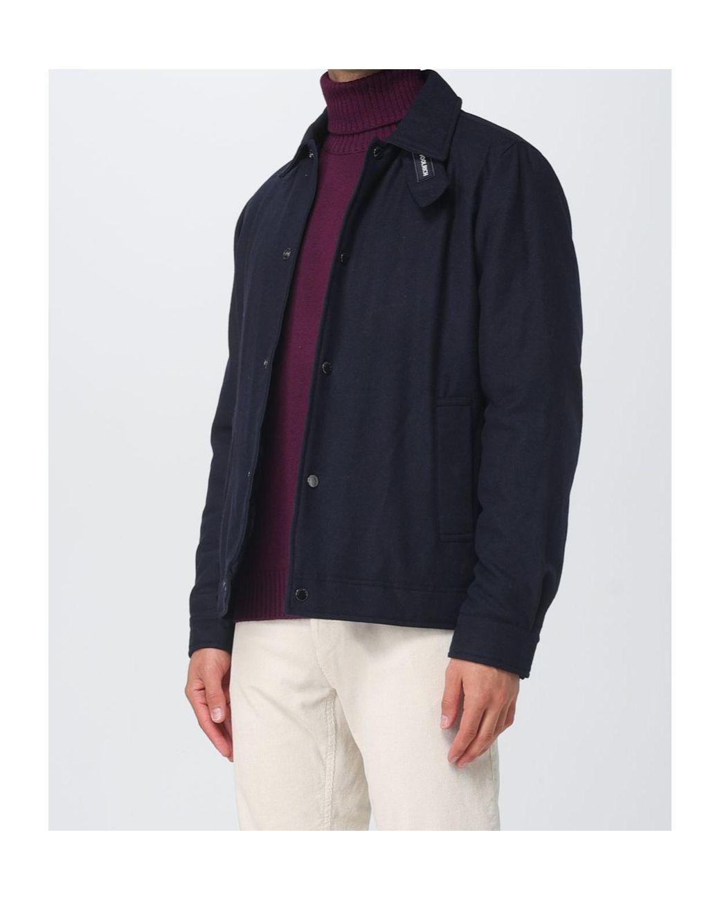 Woolrich Blue Button-Up Long-Sleeved Shirt Jacket for men