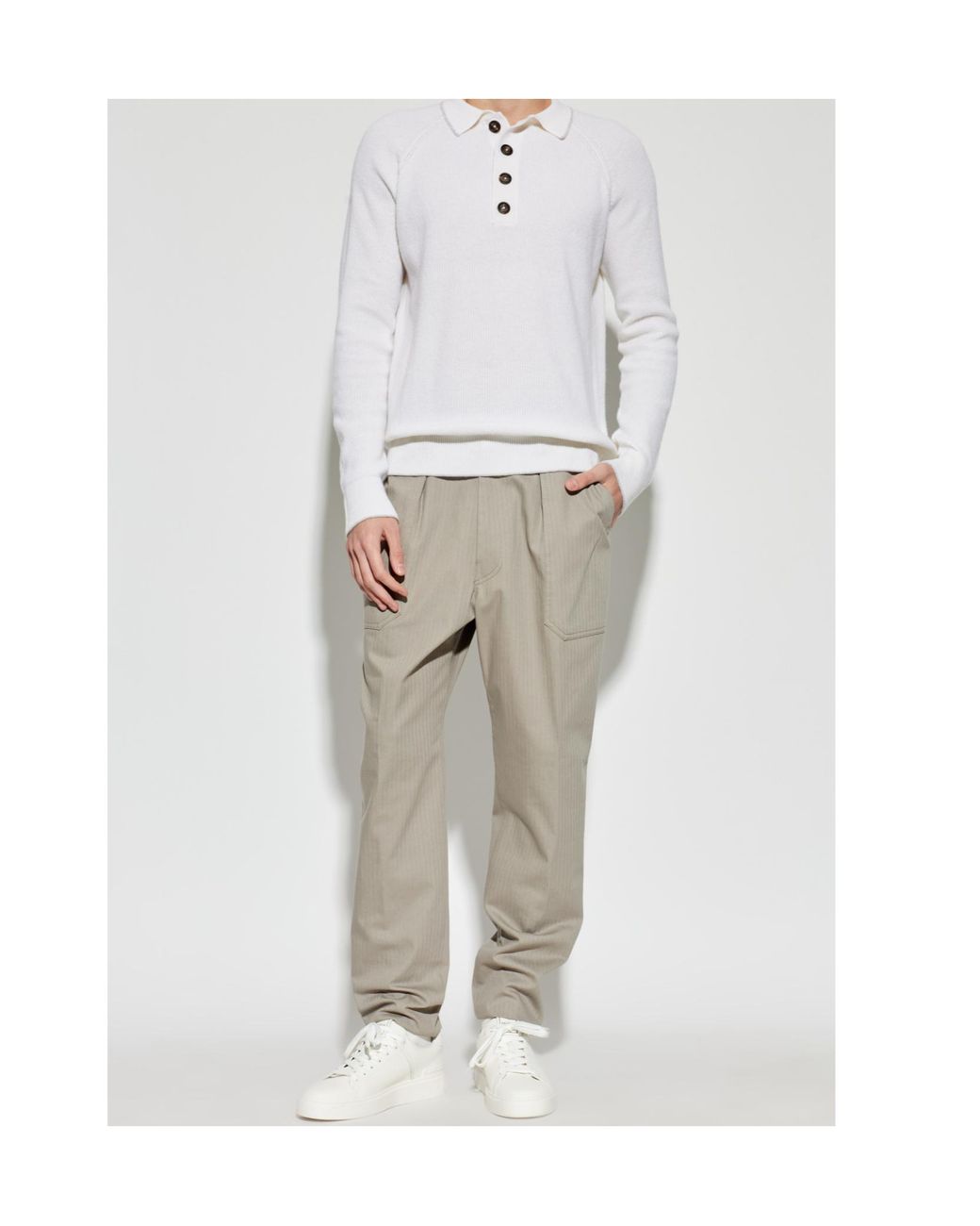 Eleventy Gray Striped Straight-Leg Pants for men