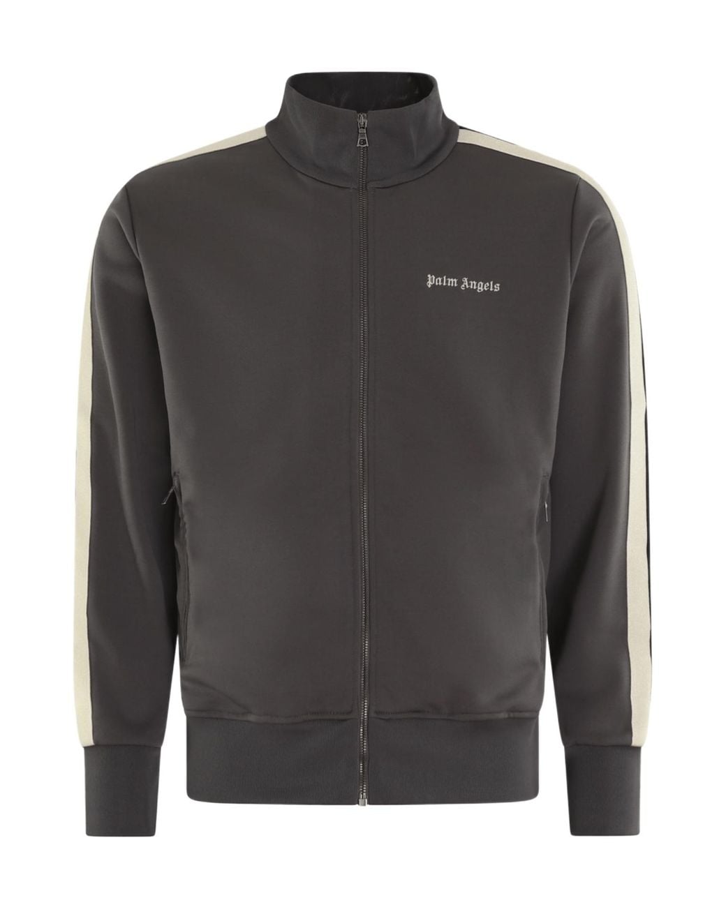 Palm Angels Gray Logo Printed Zipped Jacket for men