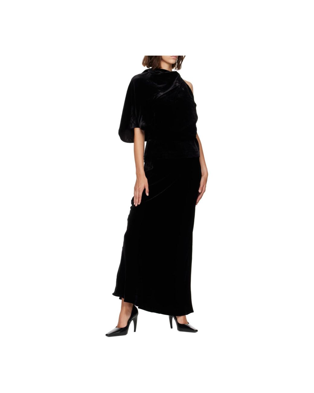 Rohe Black Off-The-Shoulder Sculptural Velvet Top