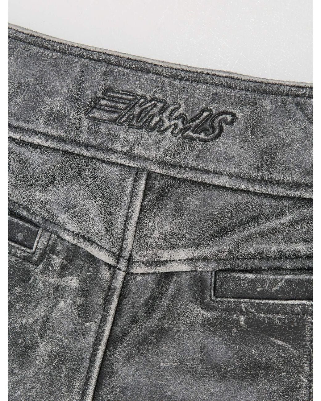 KNWLS Gray Distressed-Effect Chain-Detail Shorts