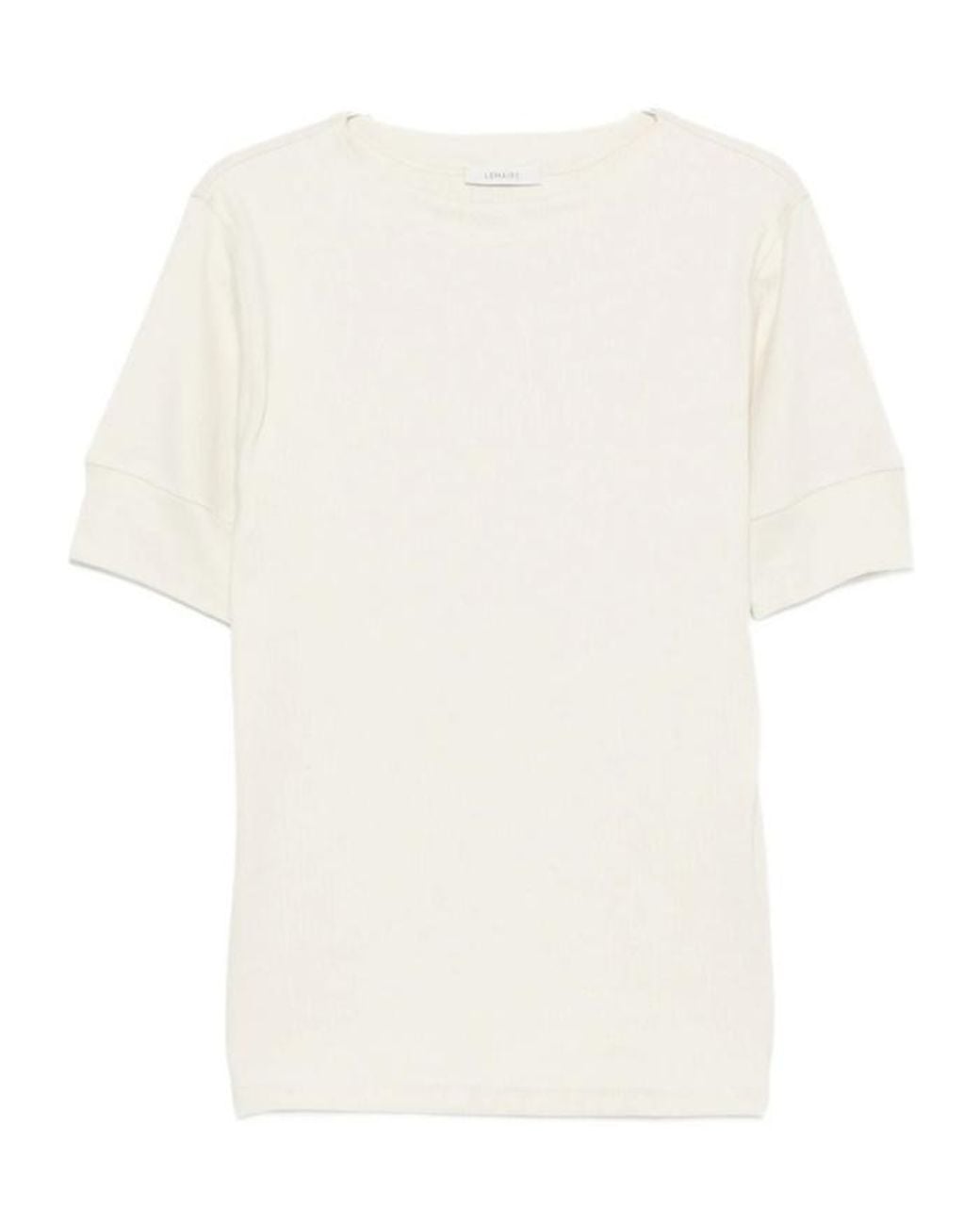 Lemaire White Ribbed-Knit Short-Sleeved T-Shirt for men