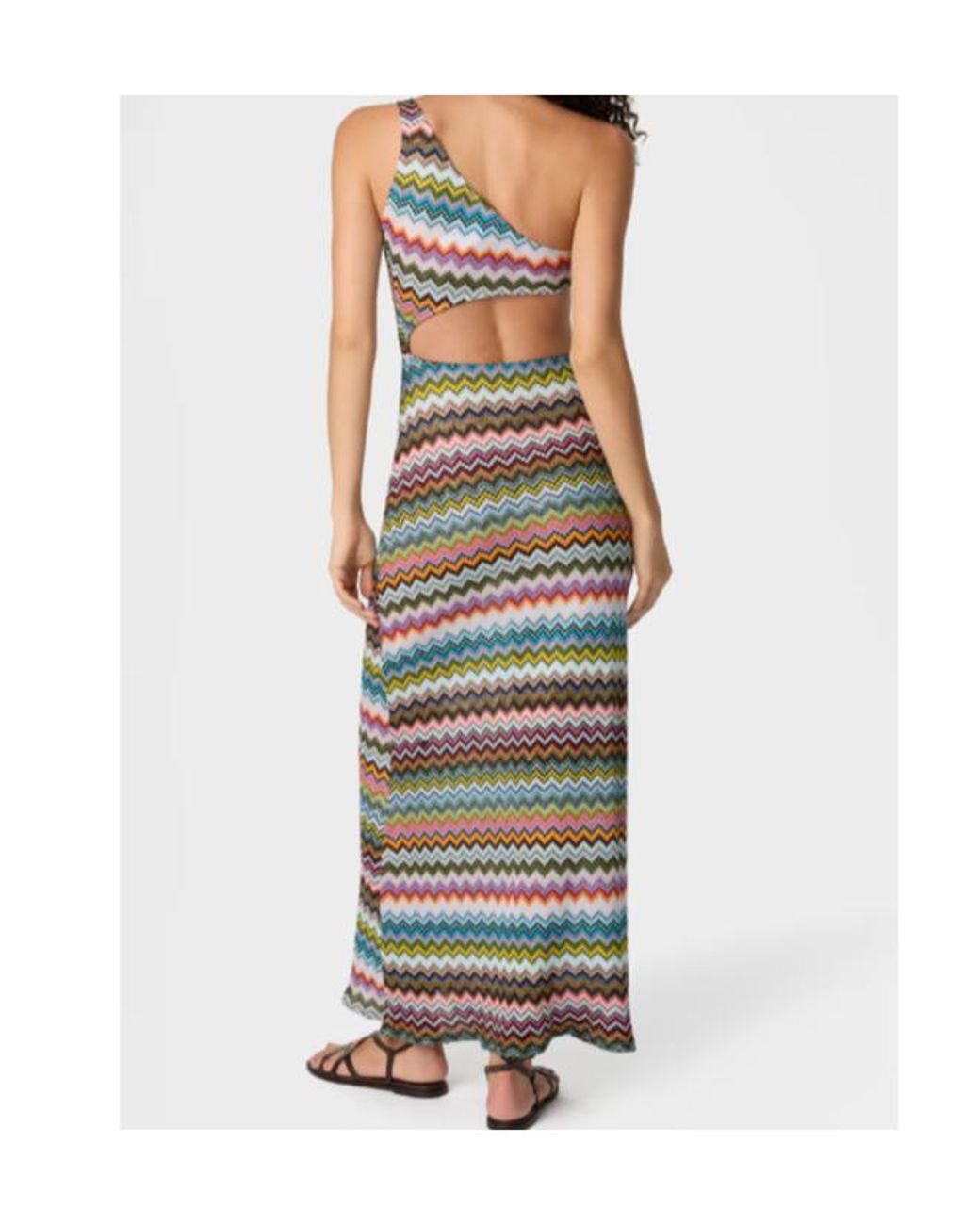 Missoni White One-Shoulder Pixel-Effect Zigzag Swimwear Cover-Up