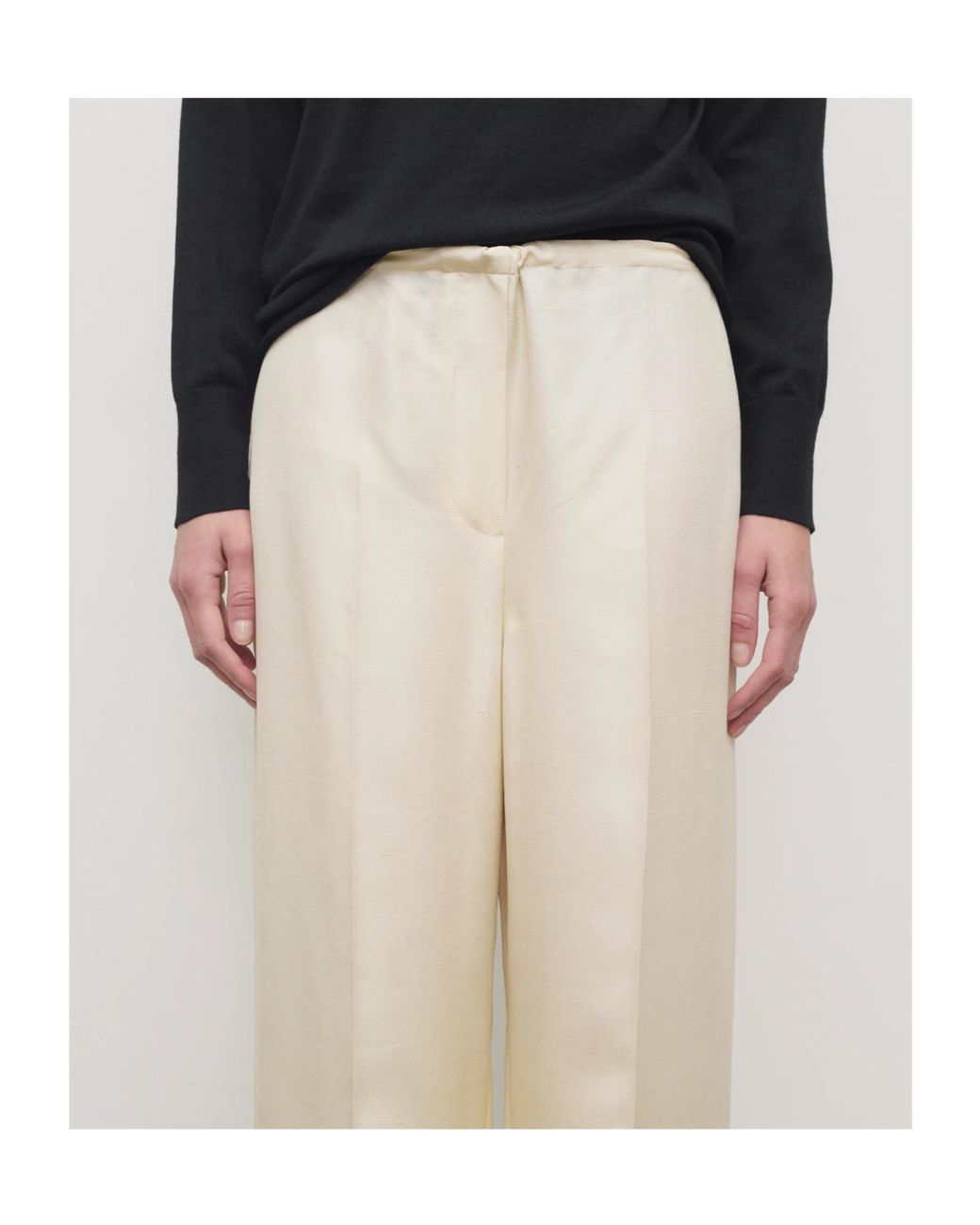 The Row White Beta Silk Trousers