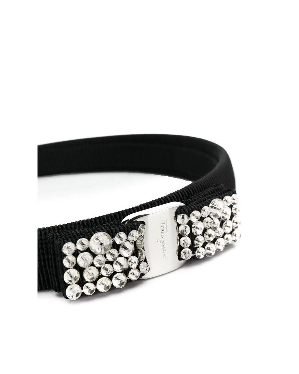 Ferragamo Metallic Ferragamo Logo-Engraved Embellished Bow Headband