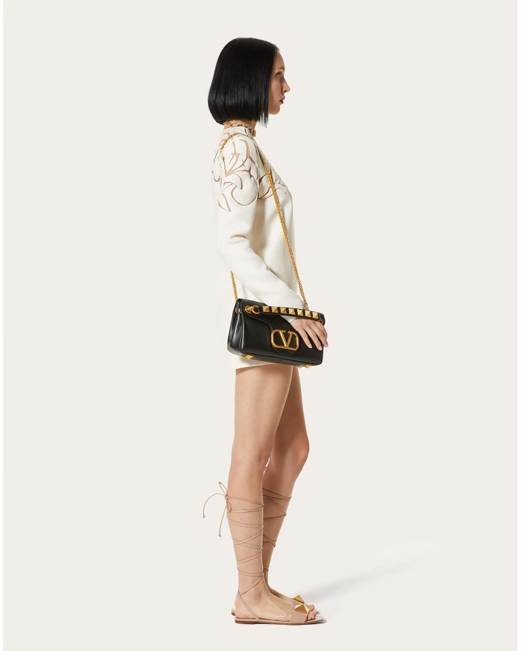 Valentino White Flower Hollowed-Out Embroidery Dress