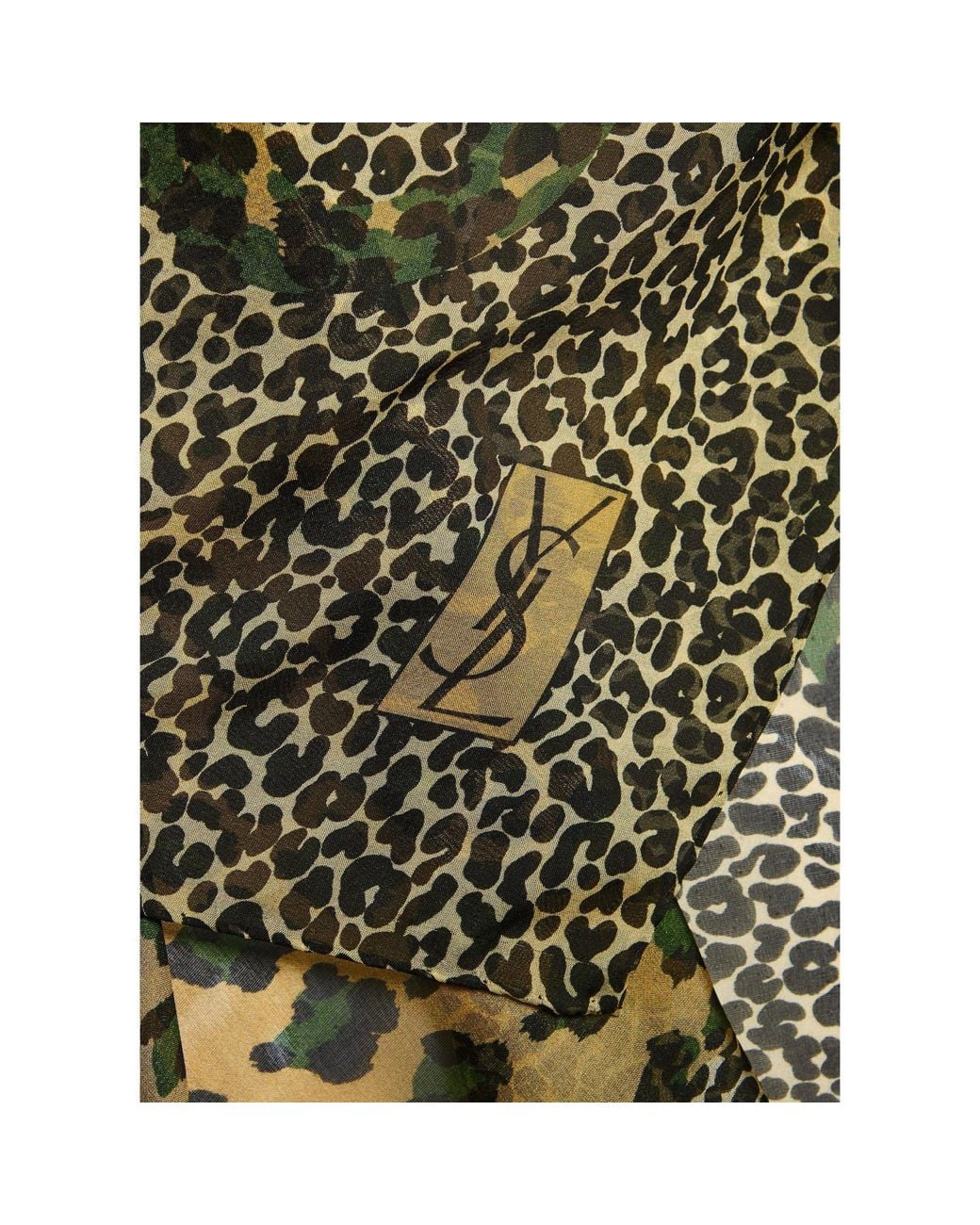 Leopard Print Monogram Saint Laurent Leopard-Print Animal Patterned Square Scarf in Green | Lyst