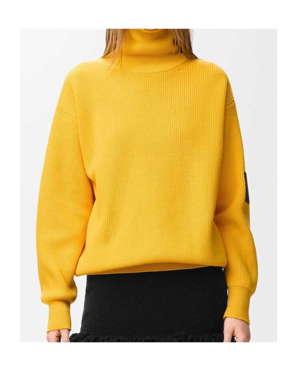 Loewe Yellow Zip-Neck Patch Knitted Sweater