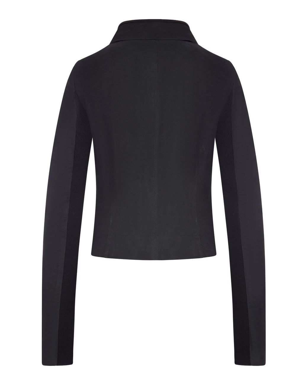 Rick Owens Blue Biker Jacket With Wide Wrap Collar