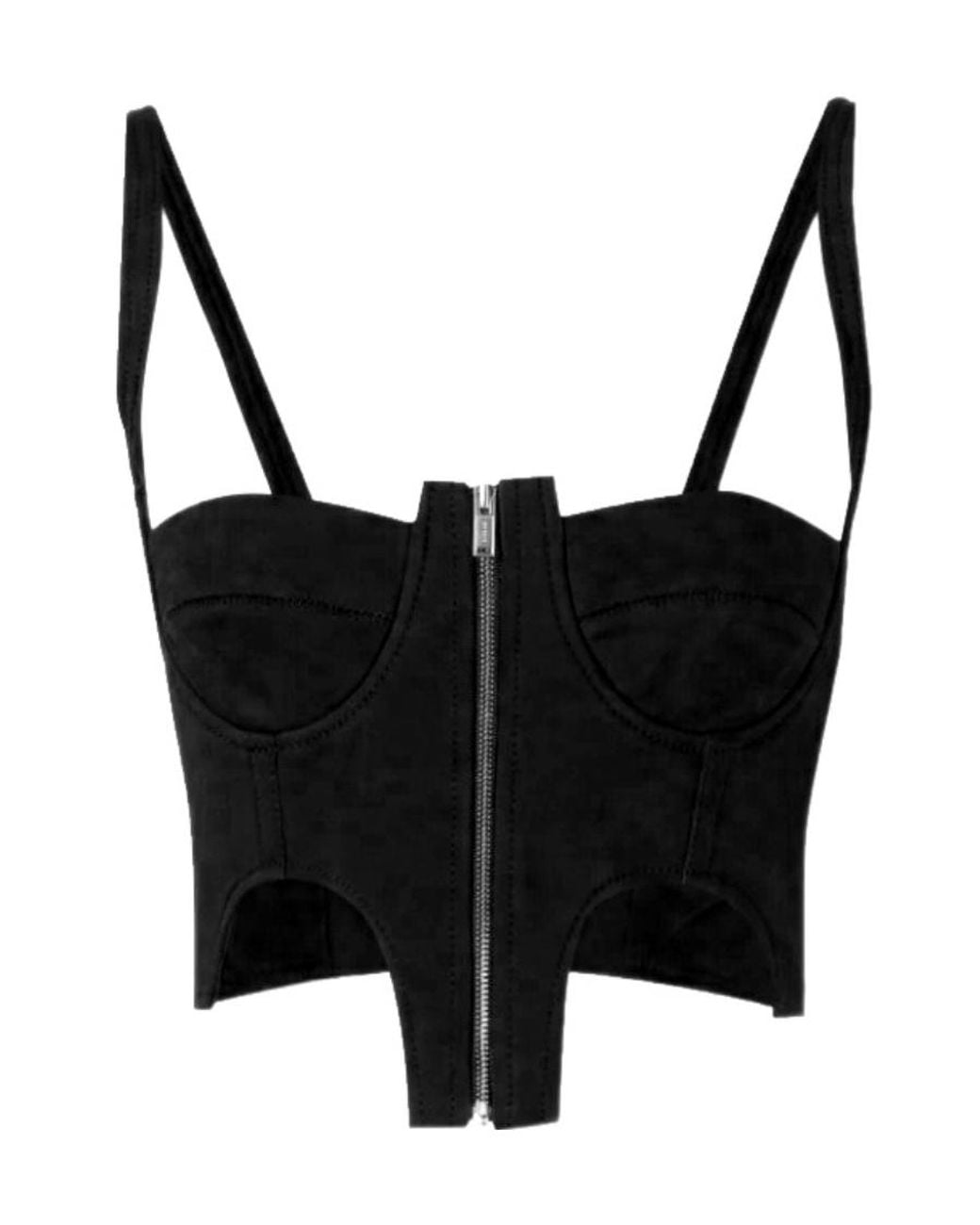 Dion Lee Black Zip-Front Bustier Top