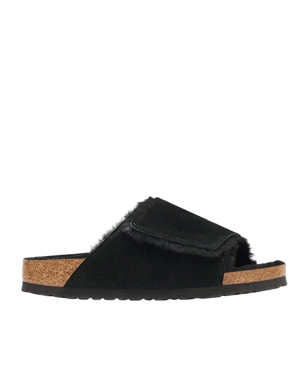 Birkenstock Black Solana Shearling Slide Sandals for men