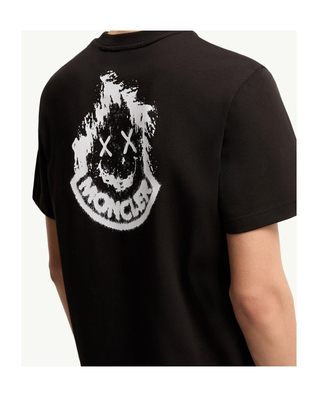 Moncler Black Logo Embroidered Crewneck T-Shirt for men