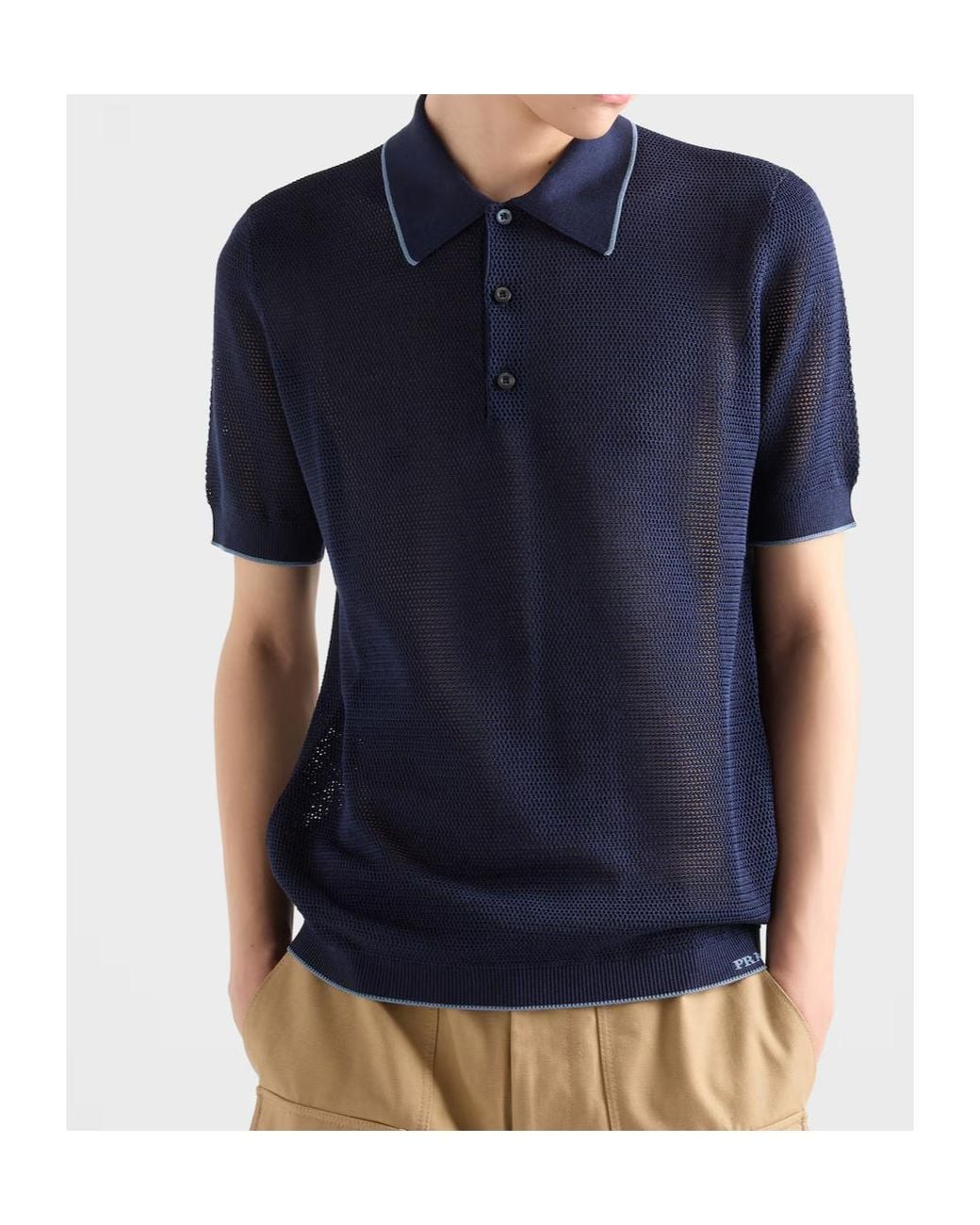 Prada Blue Buttoned Short-Sleeve Polo Shirt for men