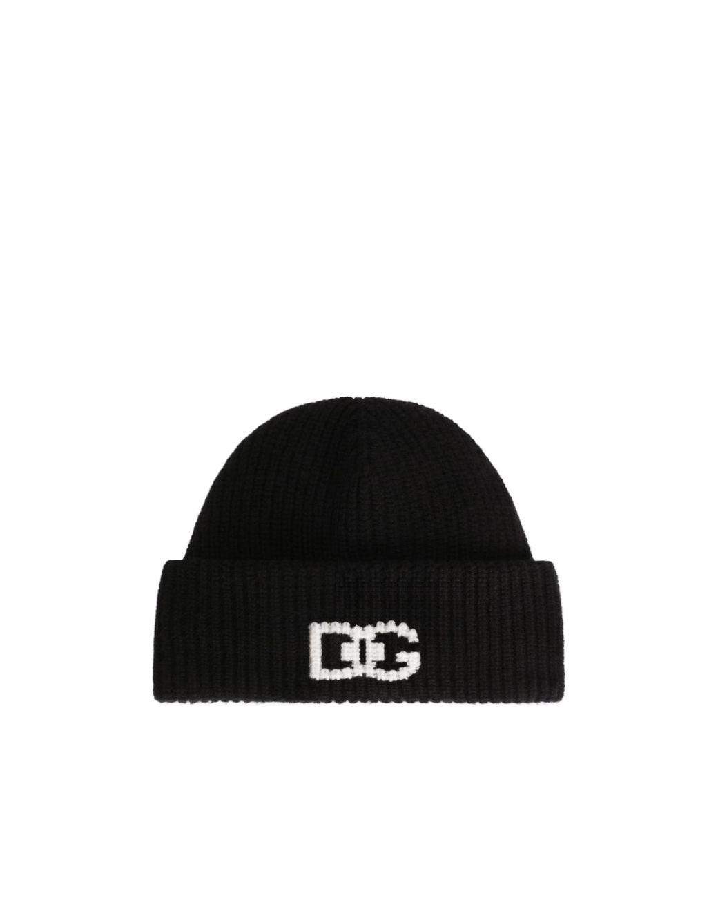 Dolce & Gabbana Black Ribbed Logo Beanie for men