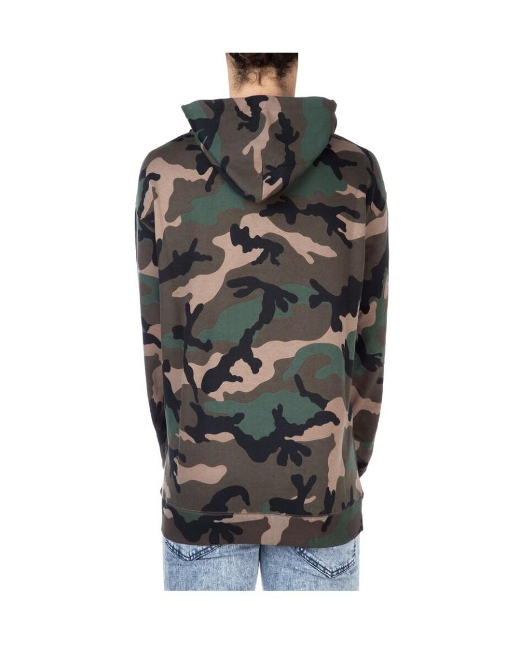 Valentino Gray Logo Print Camouflage Cotton Blend Hoodie for men