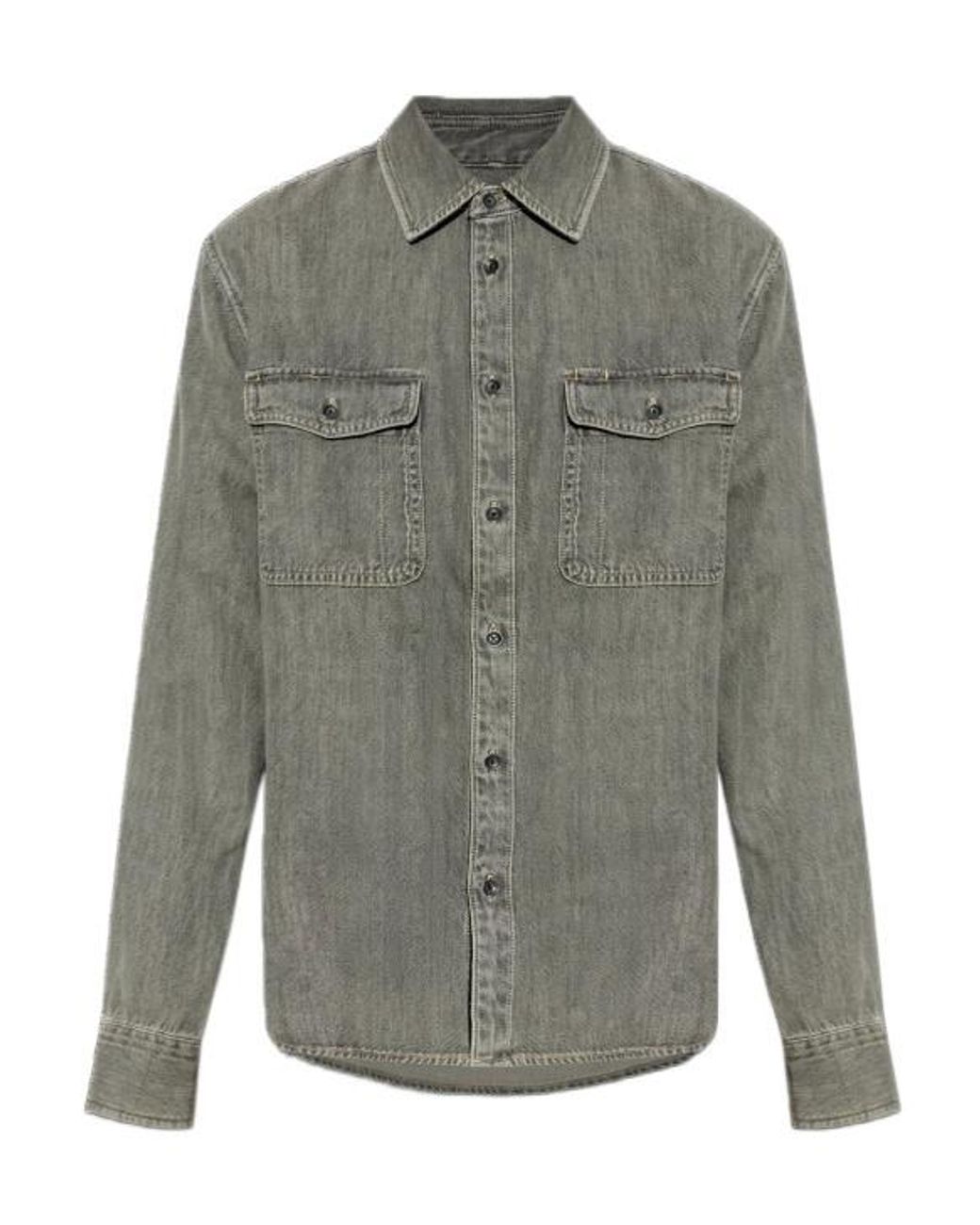 Rag & Bone Gray Long-Sleeved Denim Shirt for men