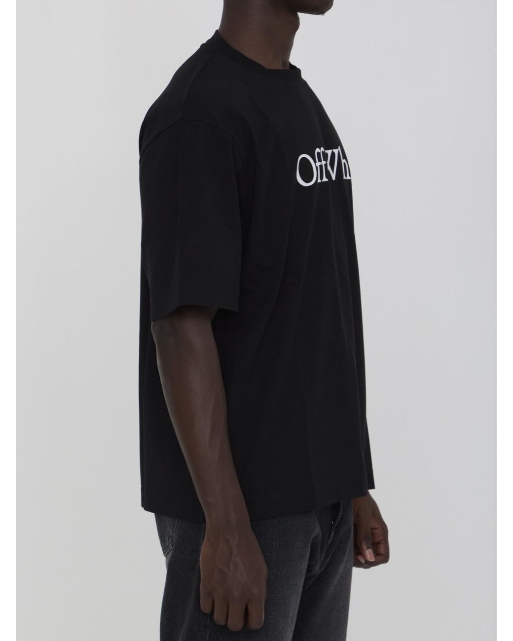 Off-White c/o Virgil Abloh Black Logo Printed Crewneck T-Shirt for men