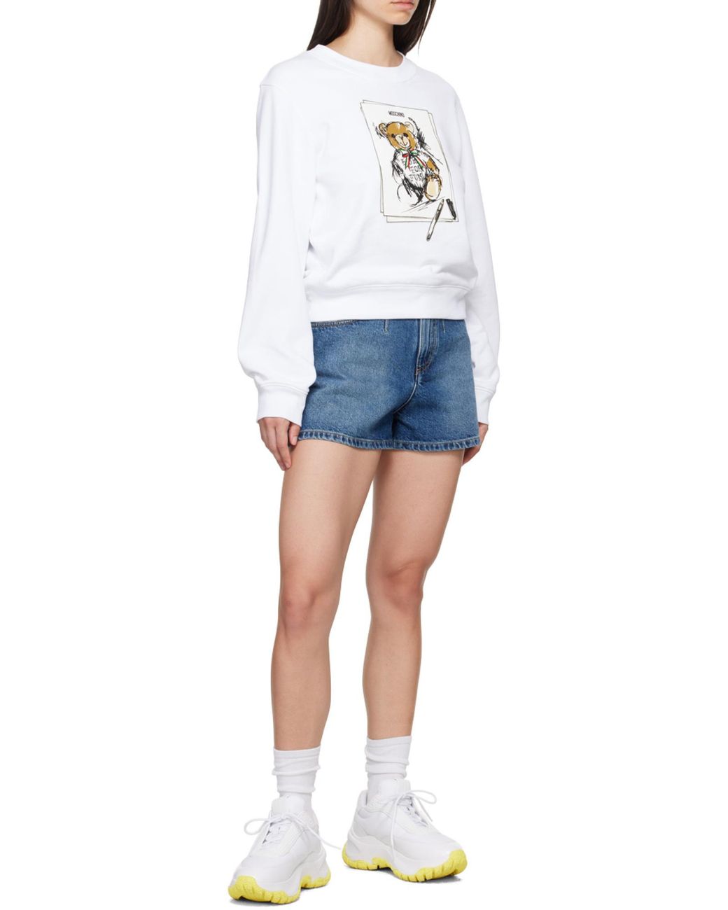 Moschino White Teddy Bear-Print Sweatshirt