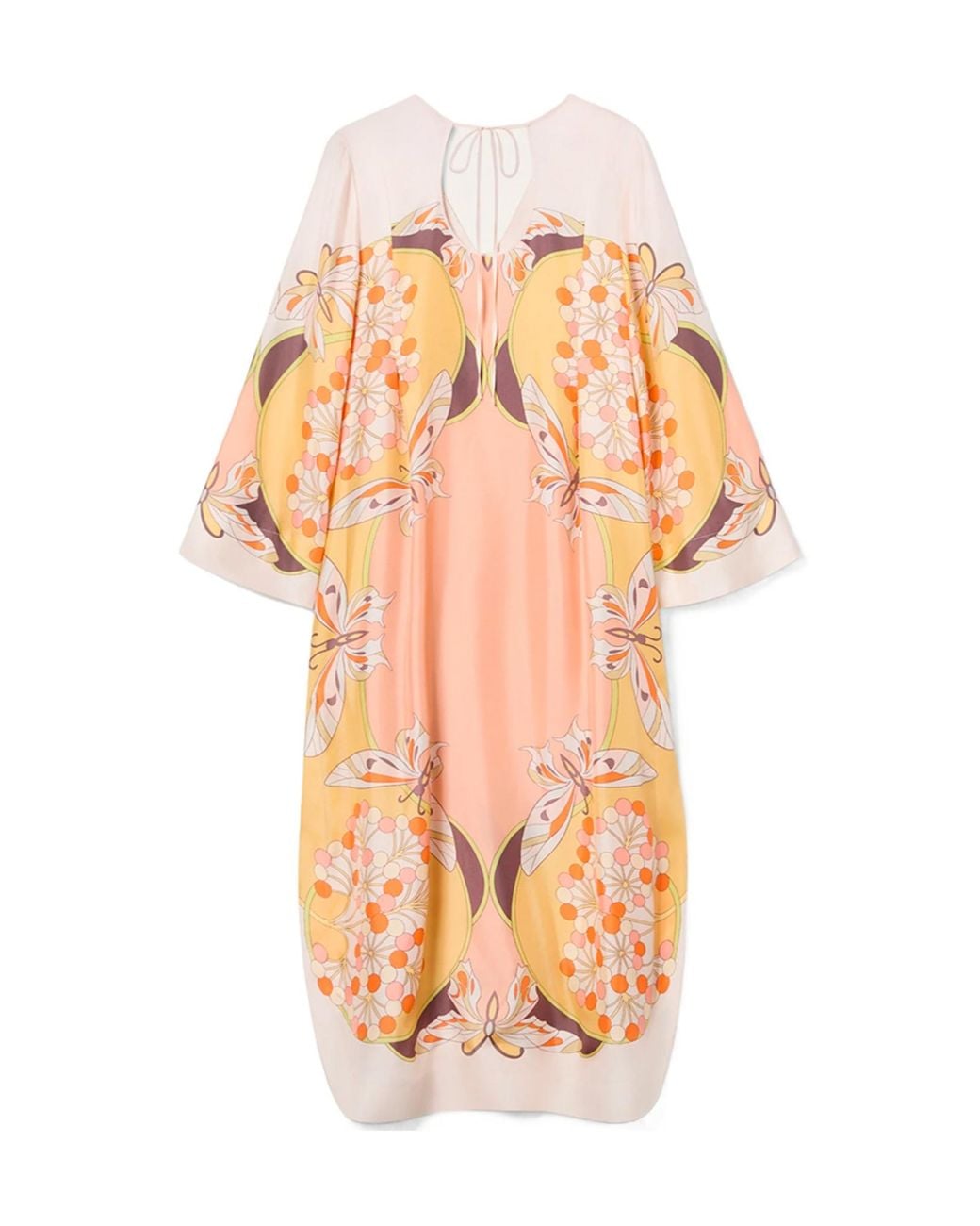 LaDoubleJ Pink Flame Butterfly-Print V-Neck Maxi Dress