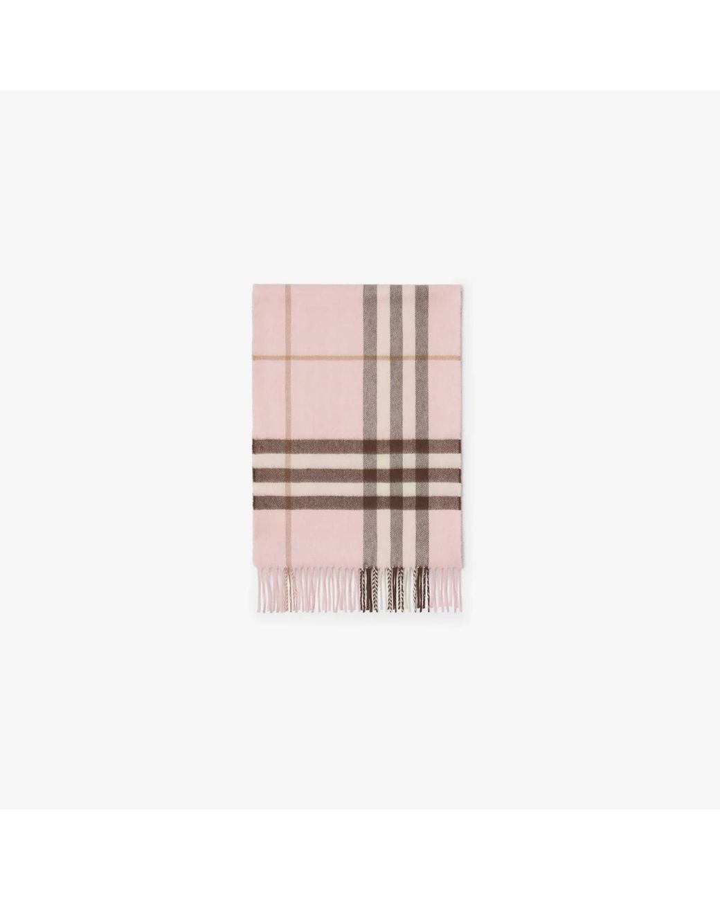 Burberry Pink Checked Fringed-Edge Scarf
