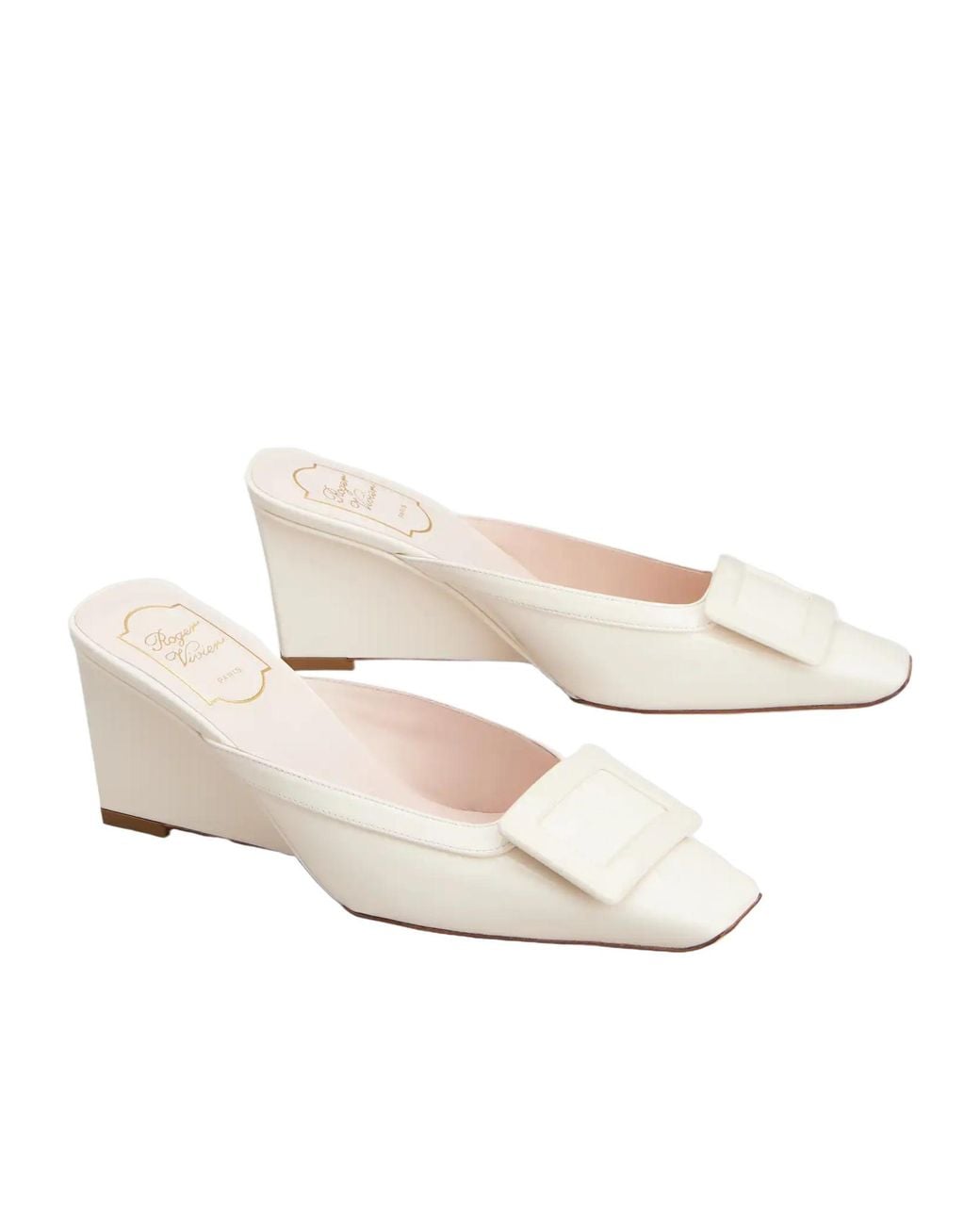 Roger Vivier Natural Belle Vivier Wedge Mules