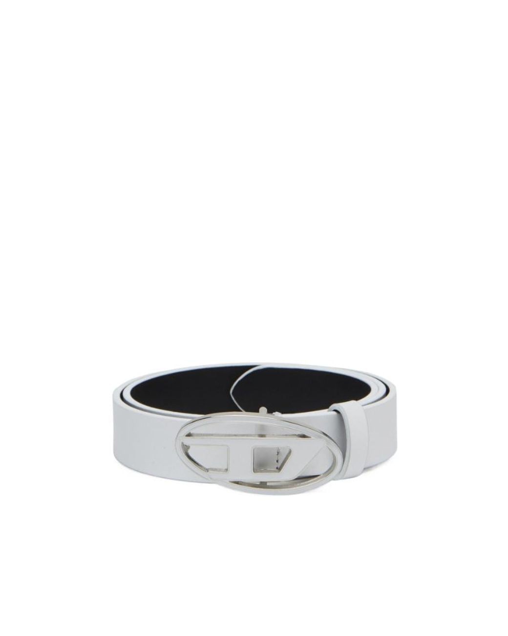 DIESEL White B-1Dr 25 Logo Buckled Belt