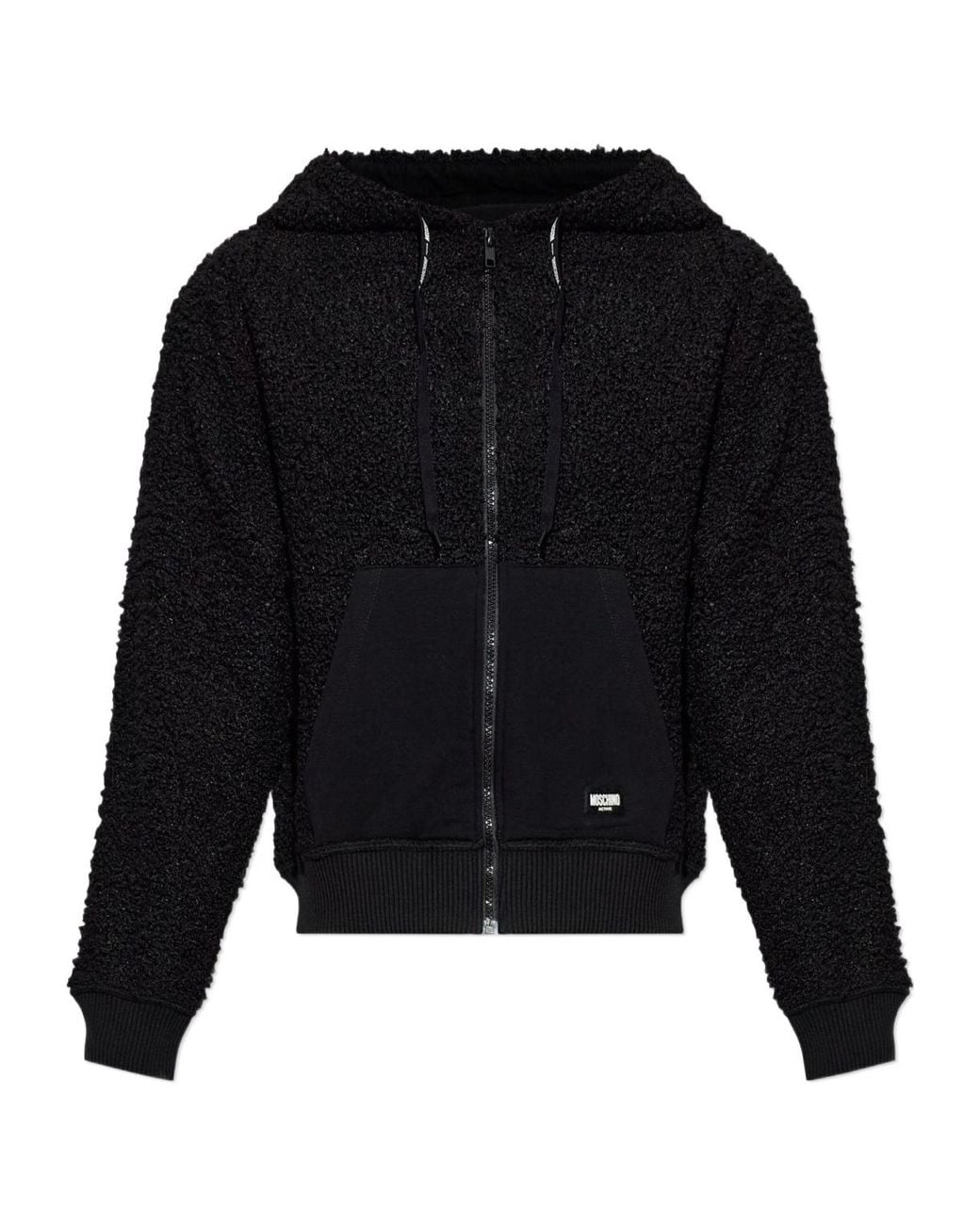 Moschino Black Logo Patch Zip-Up Hoodie