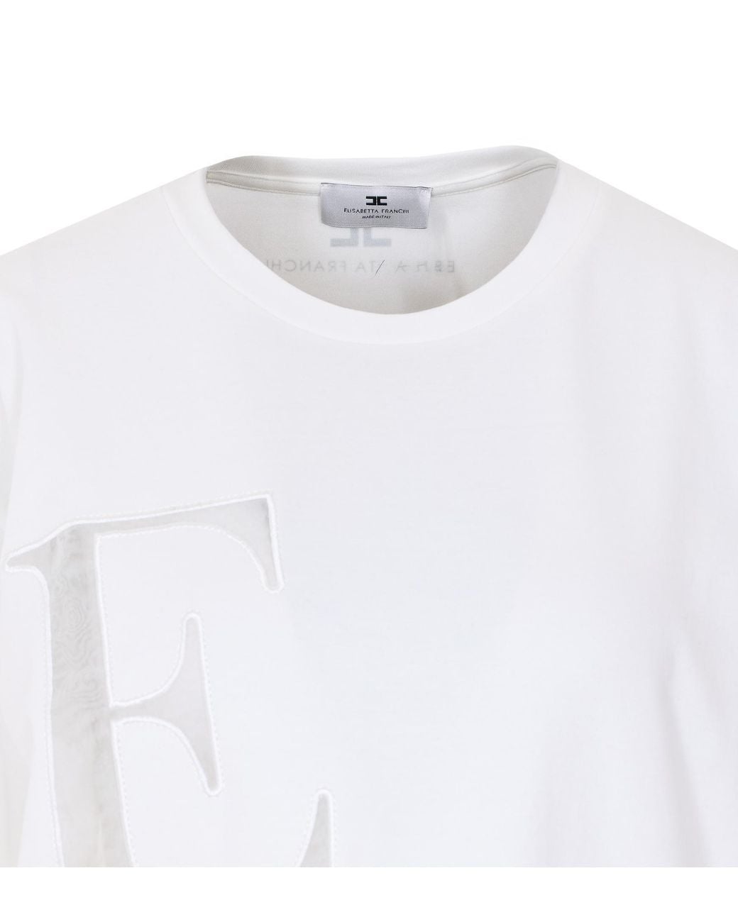 Elisabetta Franchi White Logo Embroidered T-Shirt