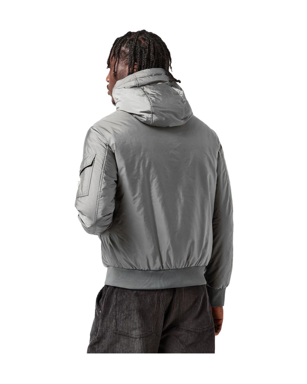 Moncler Gray Solid Bomber Jacket for men