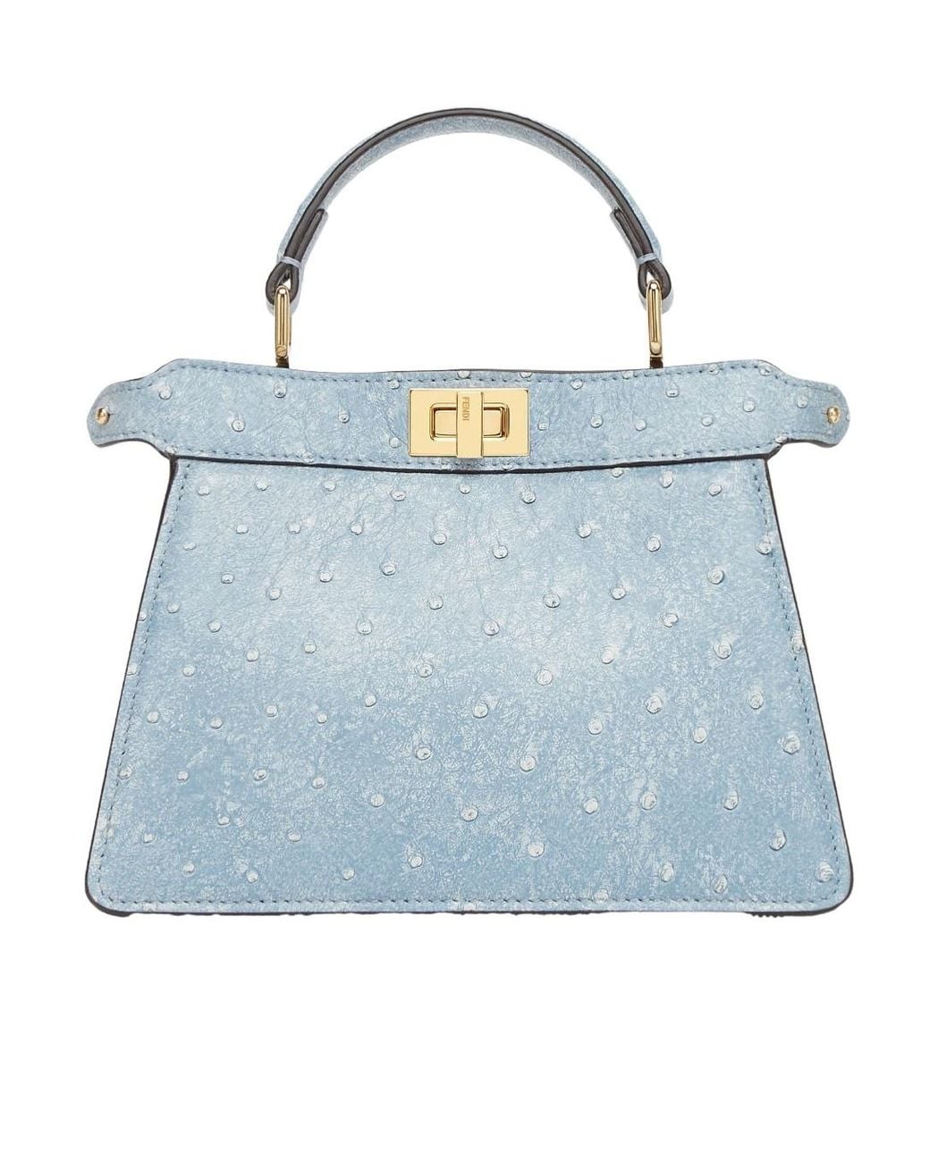 Fendi Blue Denim-Effect Ostrich Leather Bag