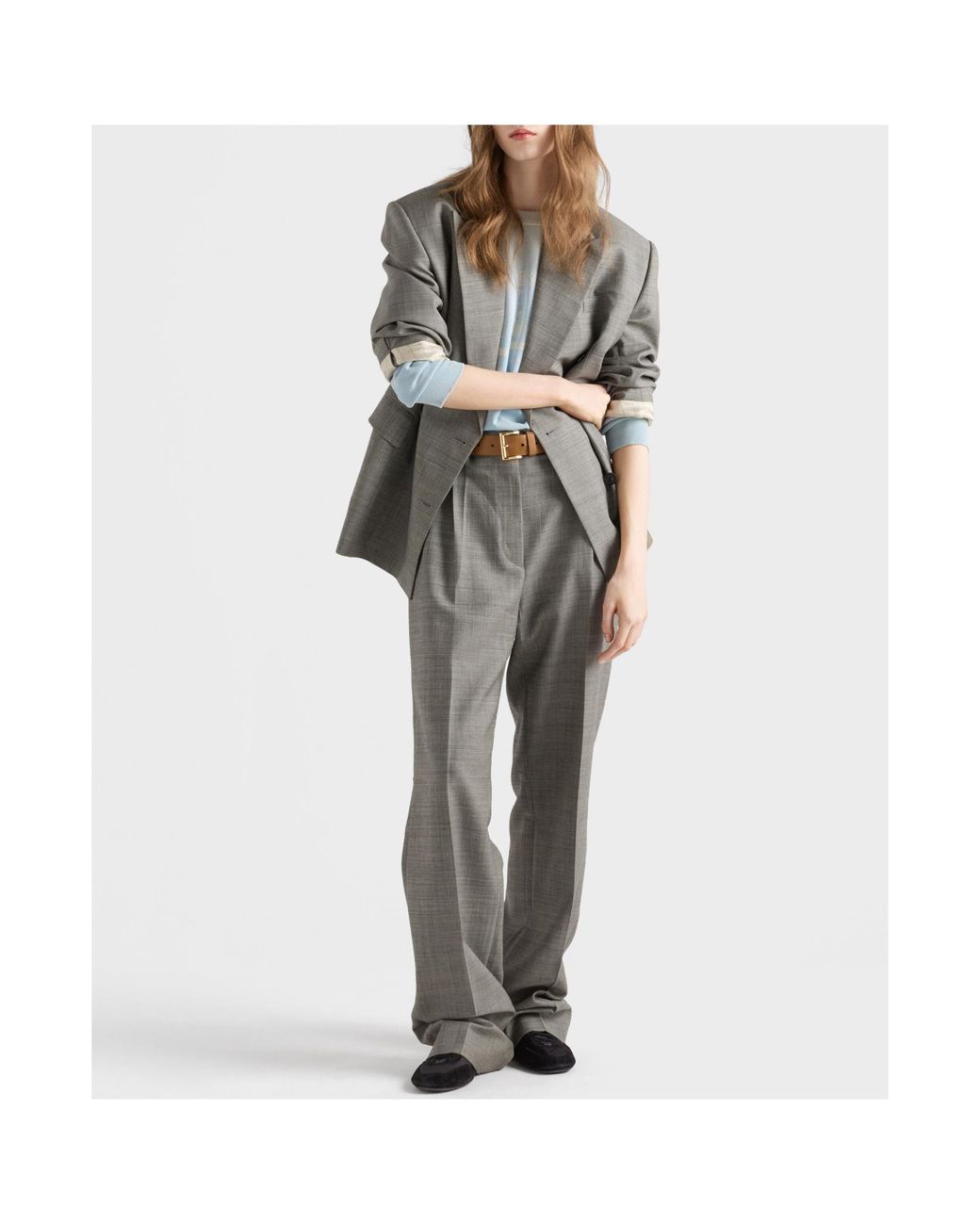Prada Gray Pleated Tailored Trousers