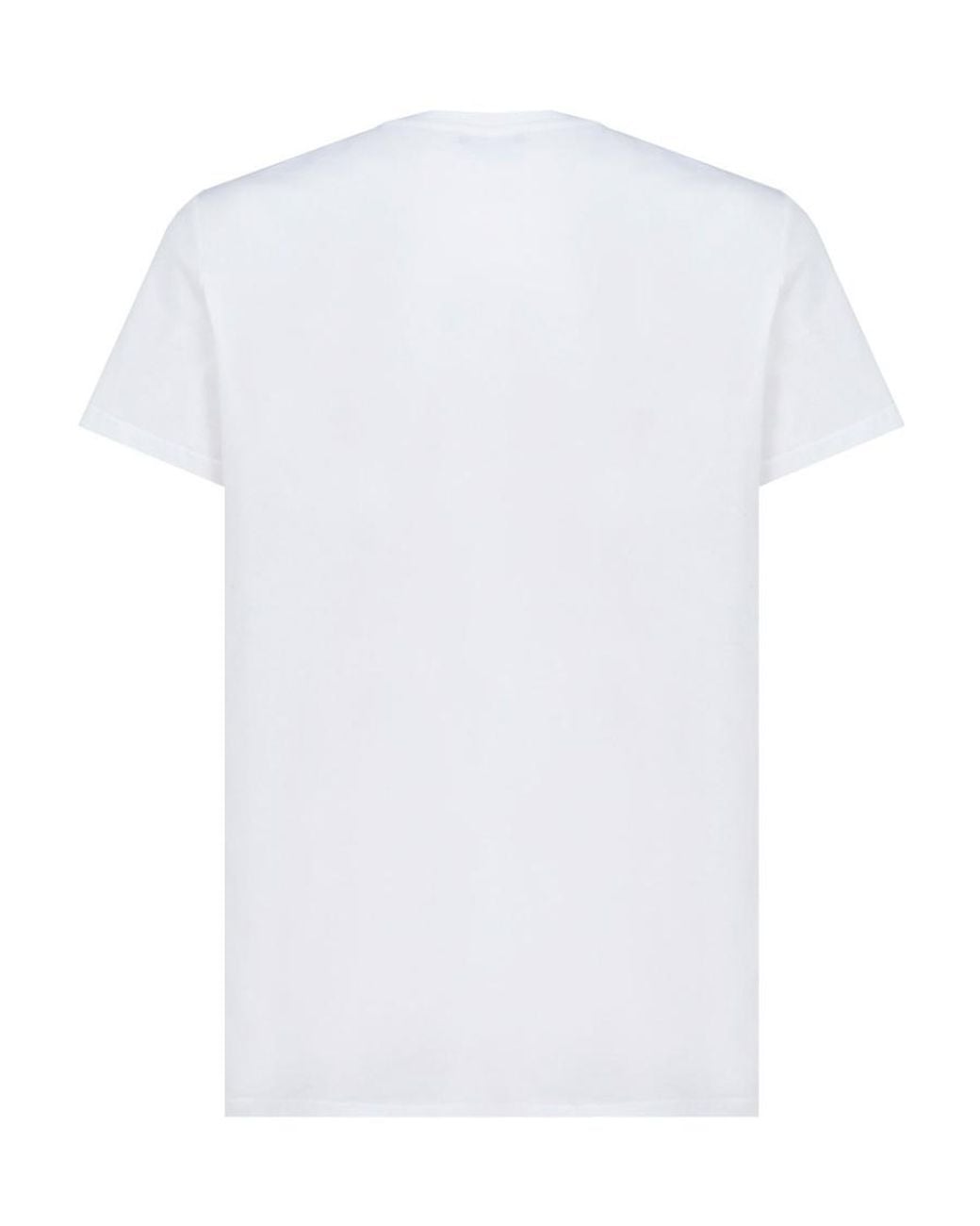 Balmain White Logo Embroidered Crewneck T-Shirt for men