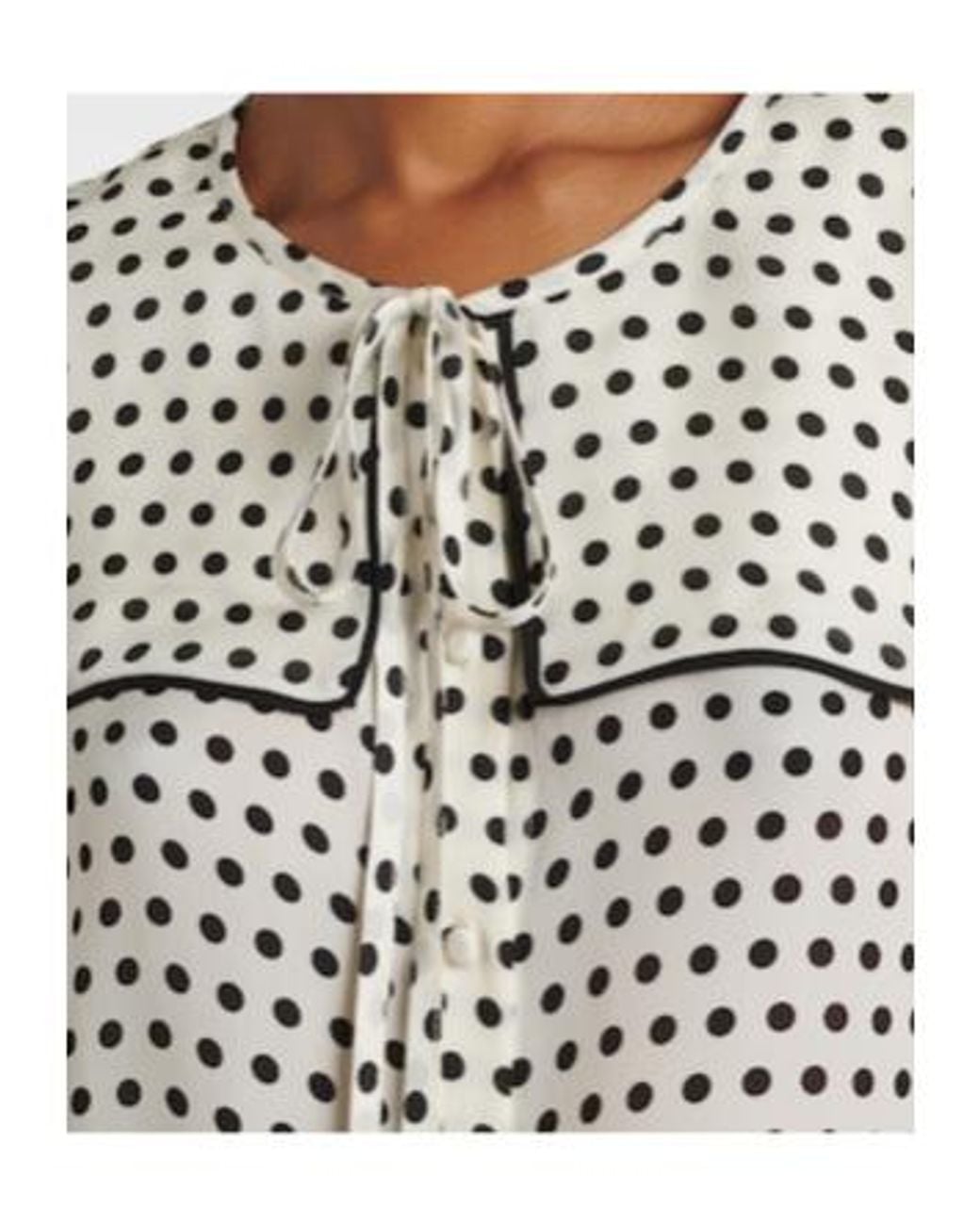 FRAME Black Fleet Polka-Dot Silk Blouse